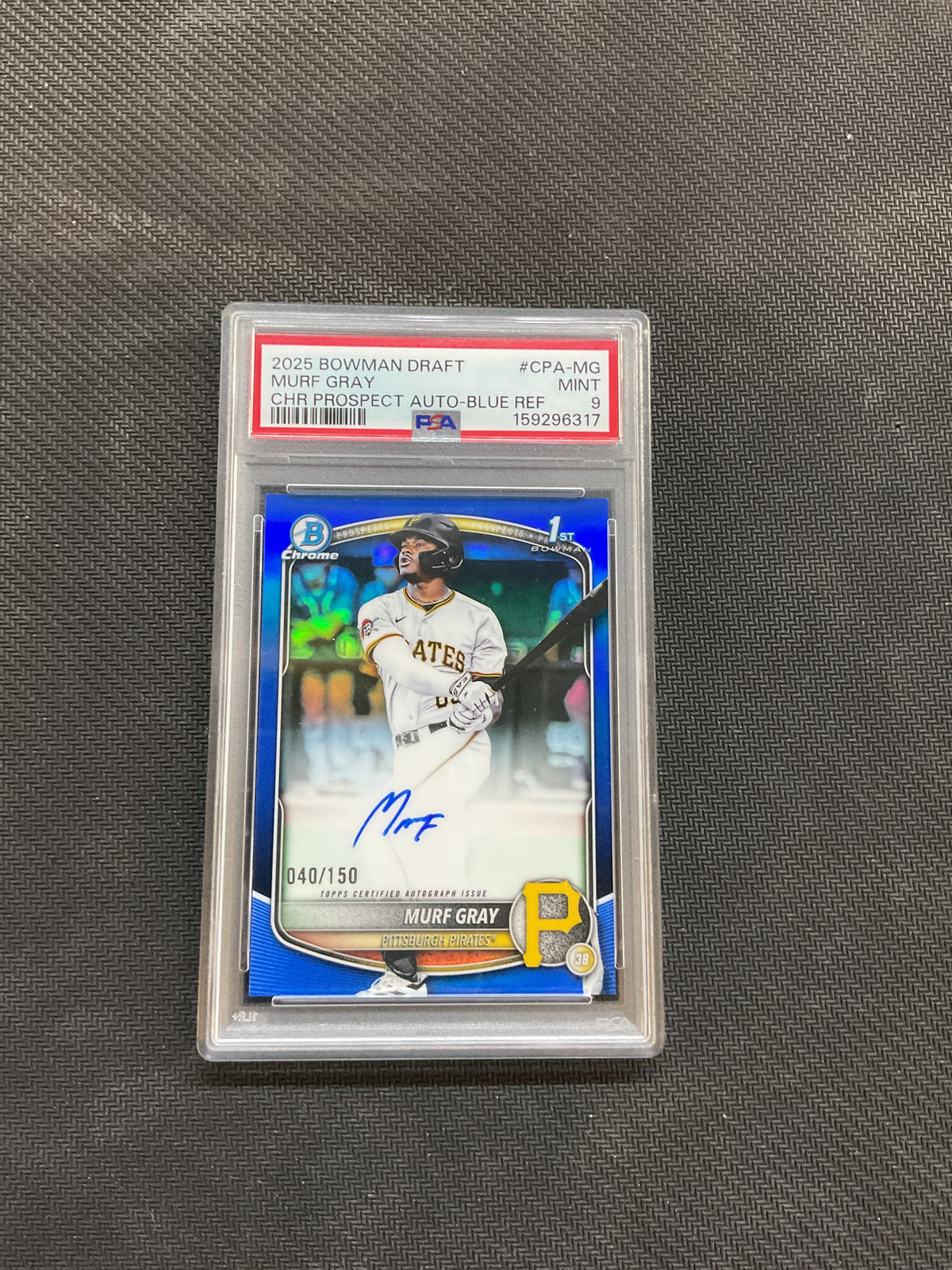 2025 Bowman Draft Murf Gray True Blue 1st Bowman Auto /150 PSA 9 Pirates