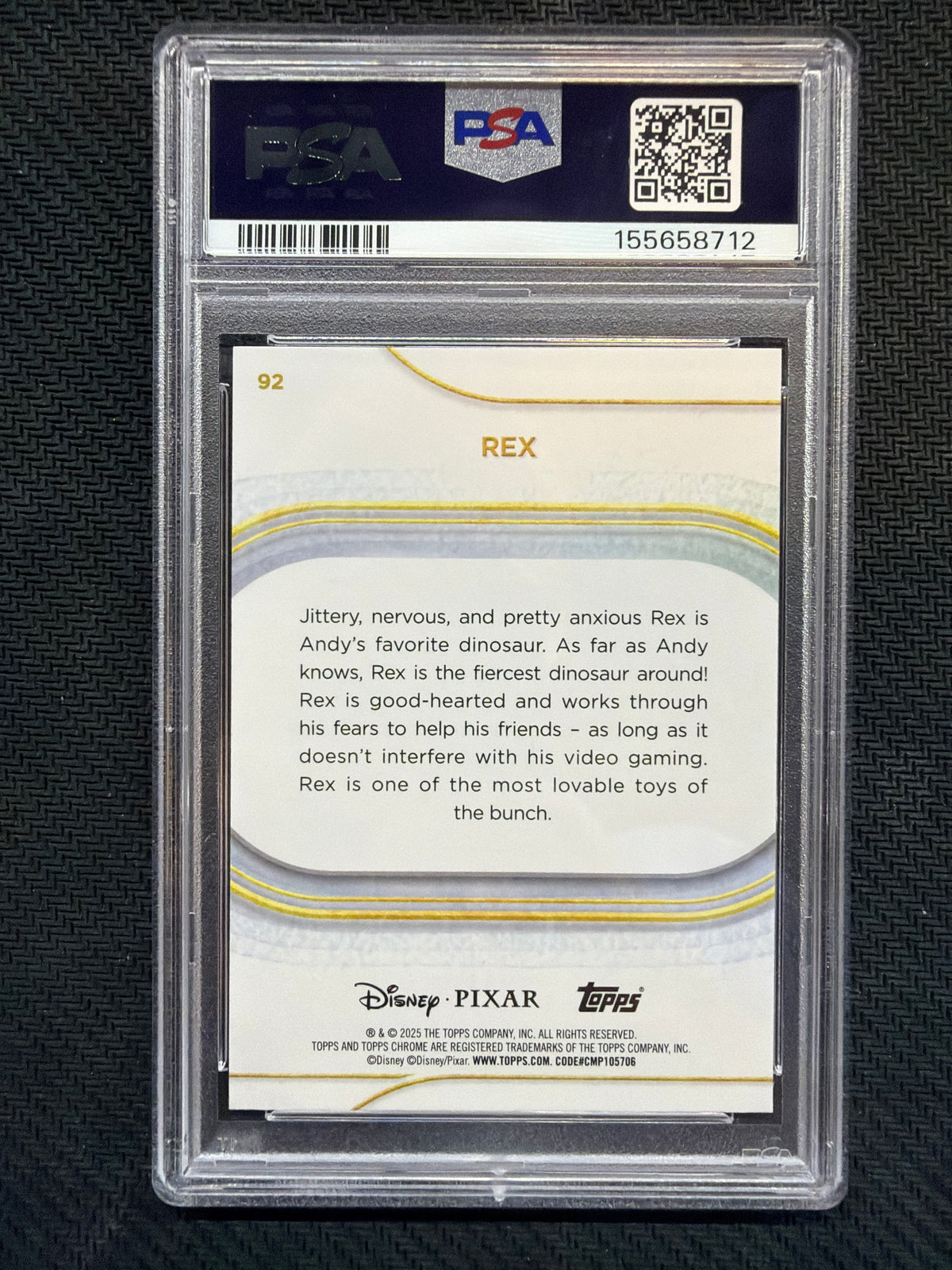 2025 Topps Chrome Disney Rex #92 PSA 10 712