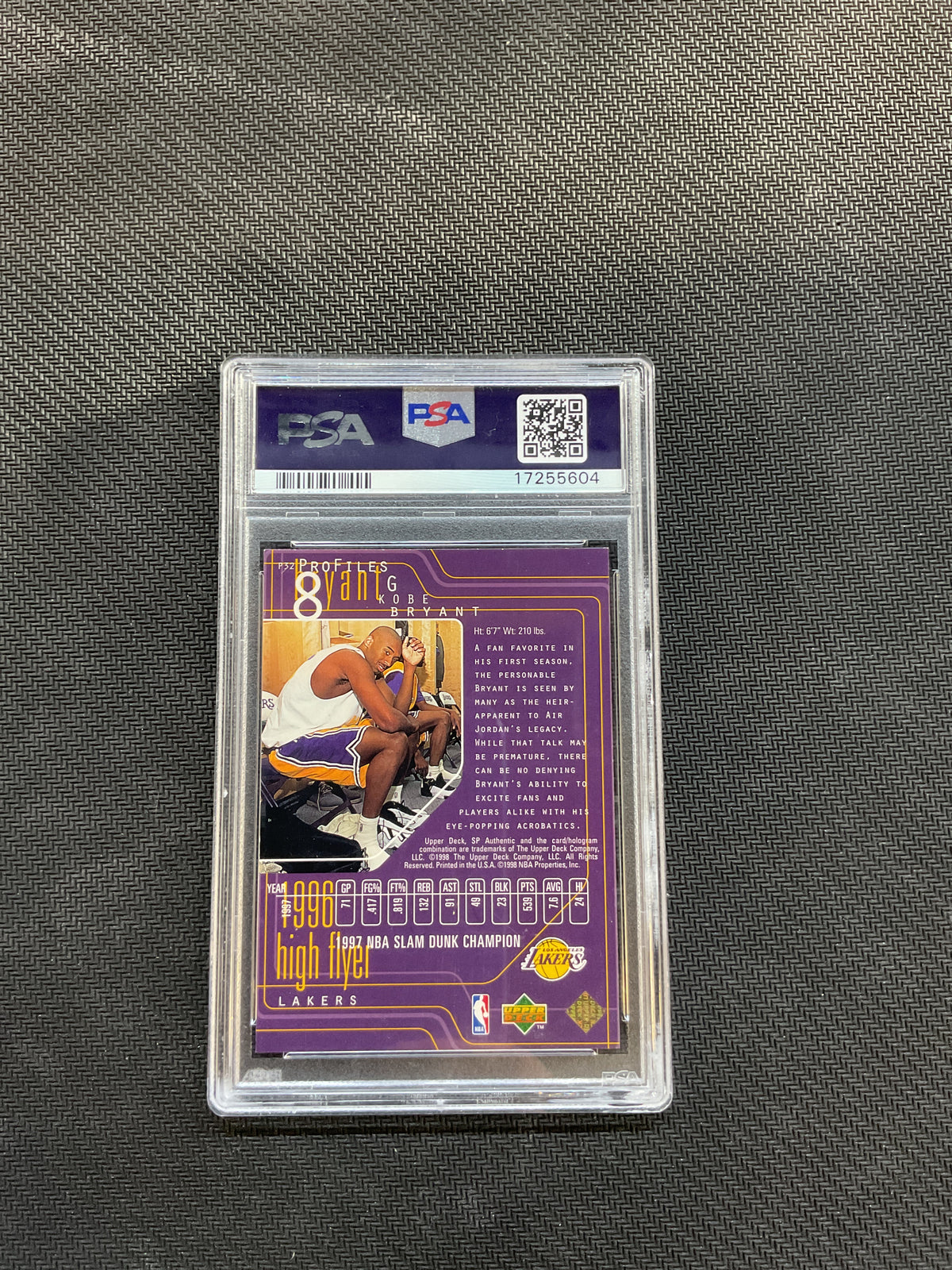 1997 SP Authentic Kobe Bryant Profiles II PSA 10 Lakers
