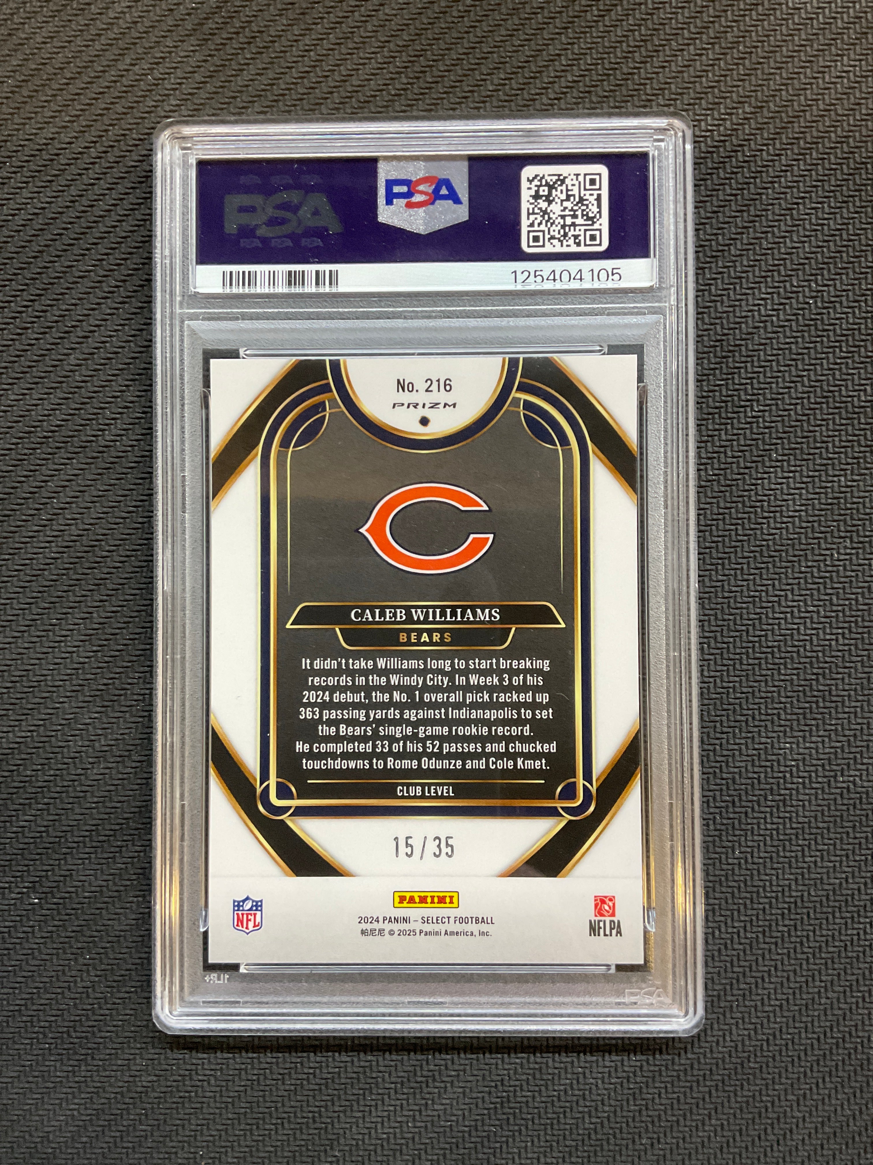 2024 Select Caleb Williams White Prizm /35 Rookie PSA 10 Bears