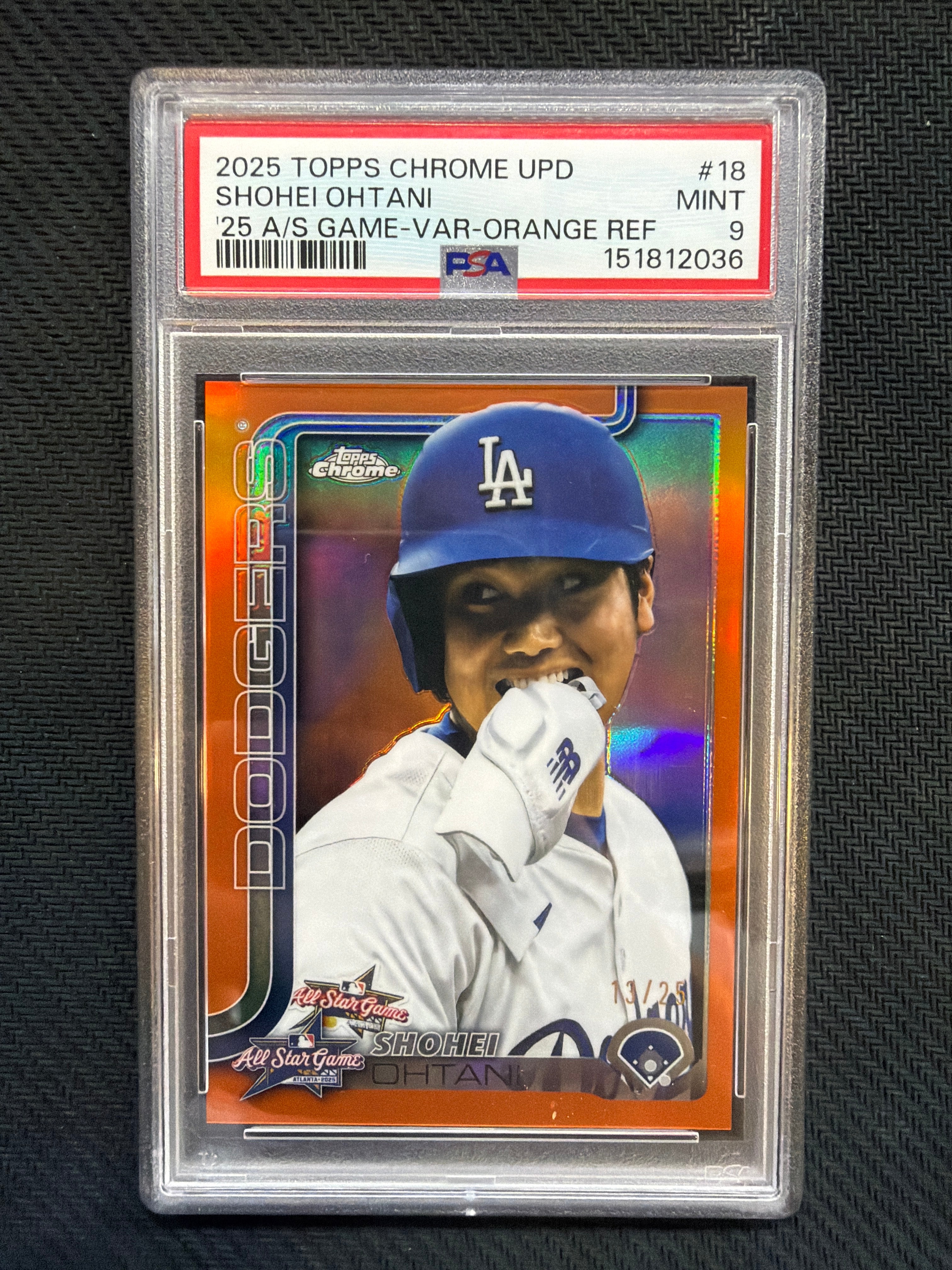 2025 Topps Chrome Update Shohei Ohtani '25 All Star Game Variation Orange Refractor /25 PSA 9