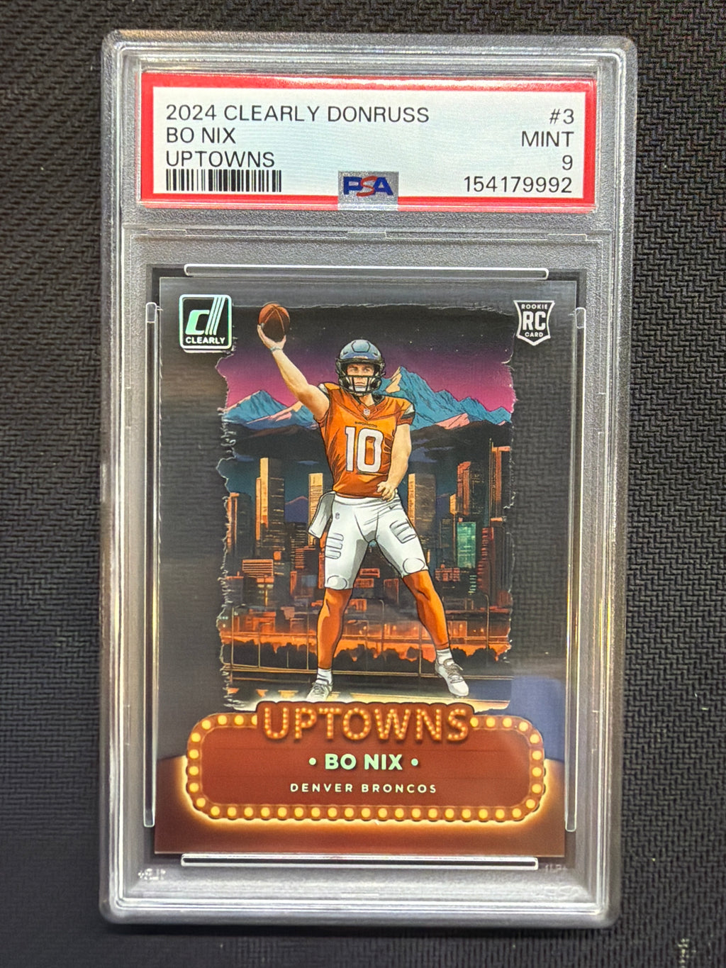 2024 Clearly Donruss Bo Nix Rookie Uptowns #3 PSA 9 Broncos