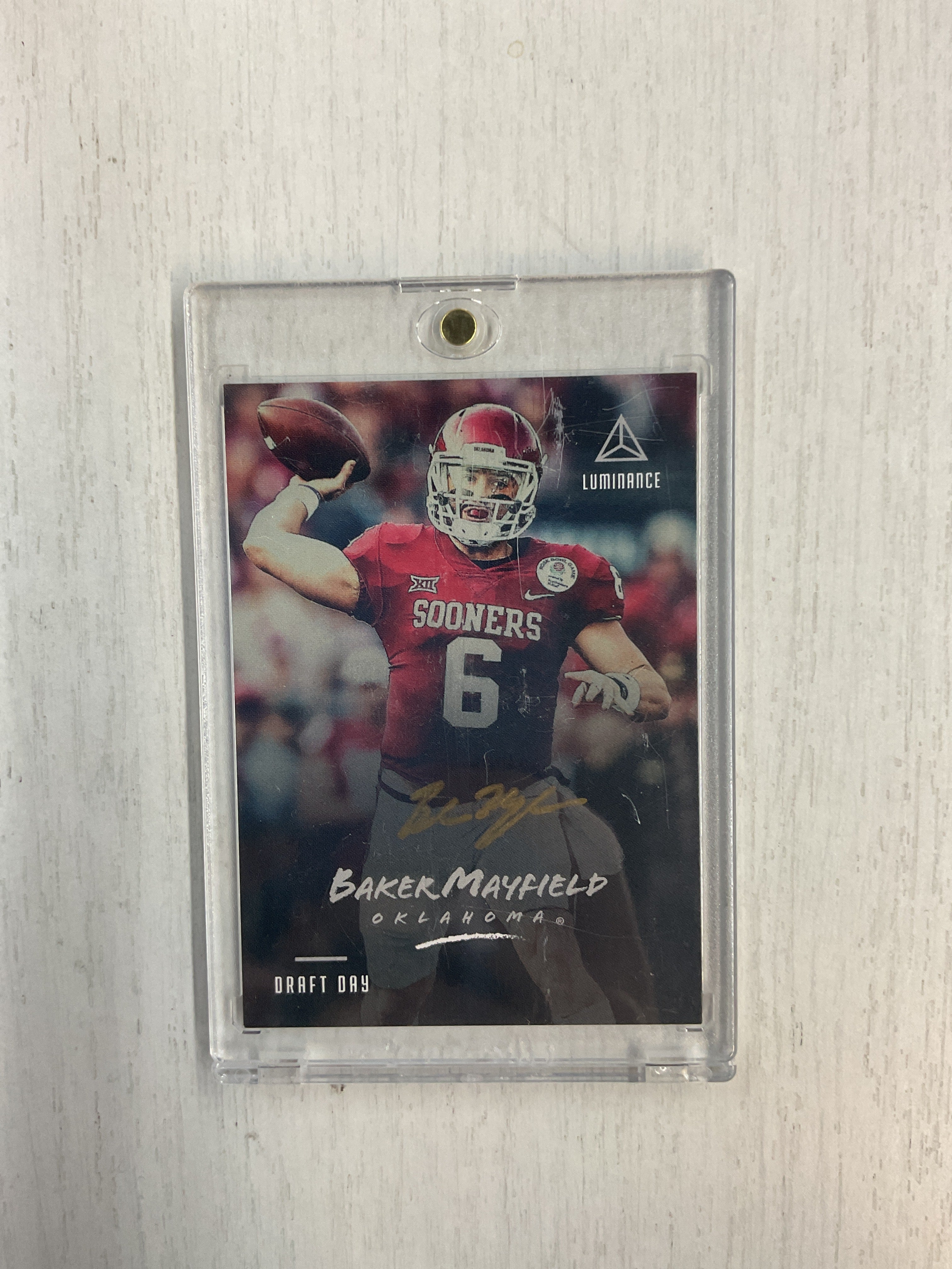 2018 Panini Luminance Baker Mayfield Rookie Auto Draft Day Oklahoma