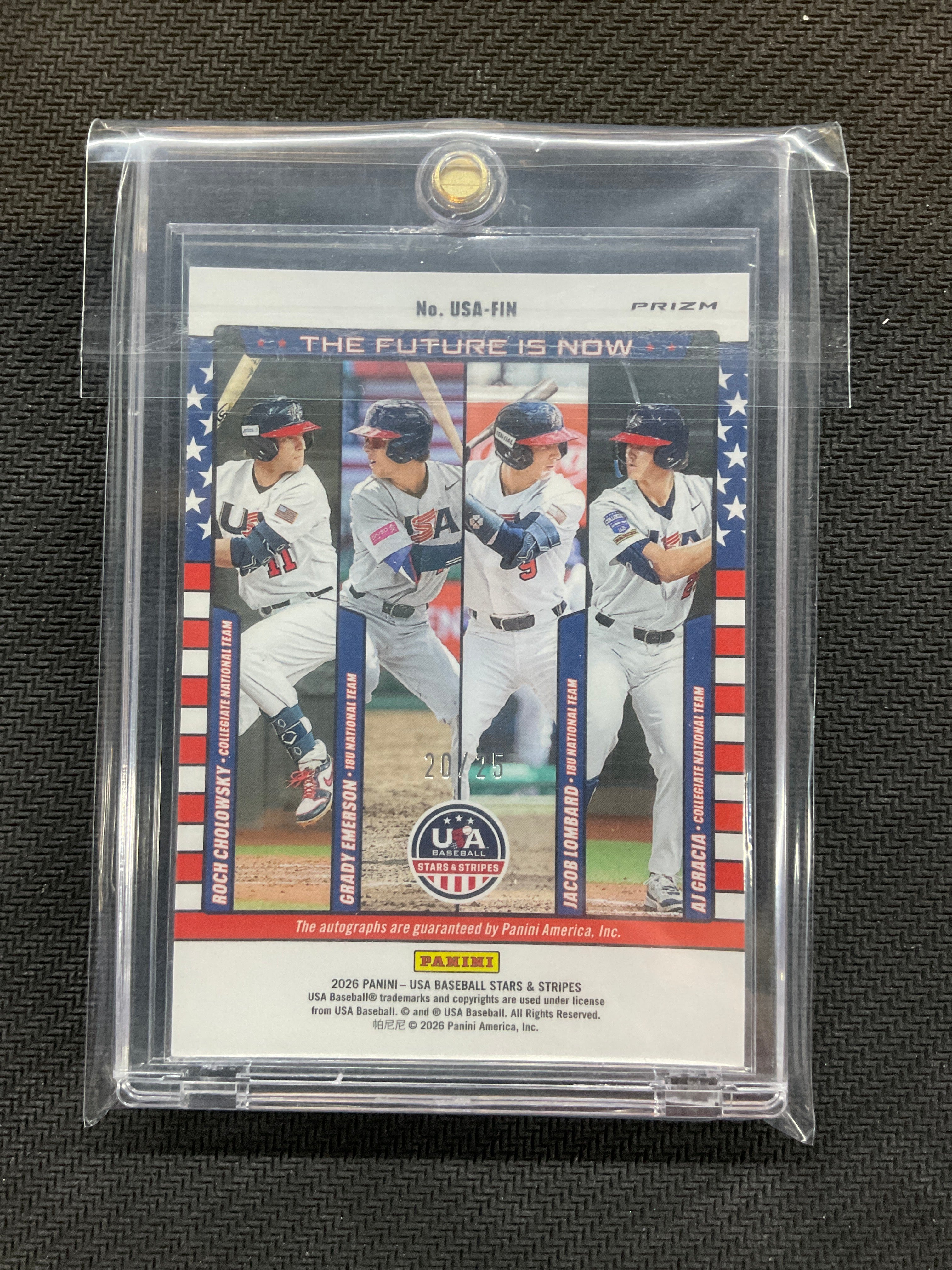 2026 Panini USA Stars & Stripes Quad Auto Cholowsky Emerson Lombard Gracia