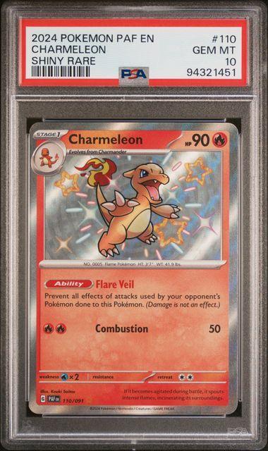 2024 Pokemon Paldean Fates Charmeleon 110 Shiny Rare PSA 10