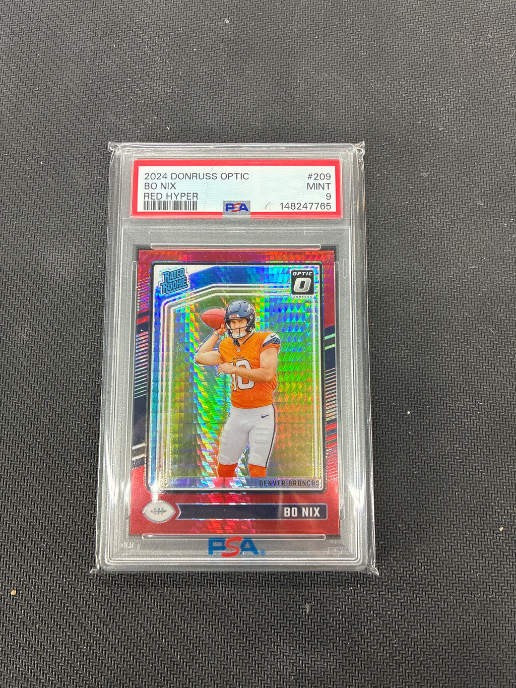 2024 Donruss Optic Bo Nix Red Hyper Rated Rookie PSA 10 Broncos