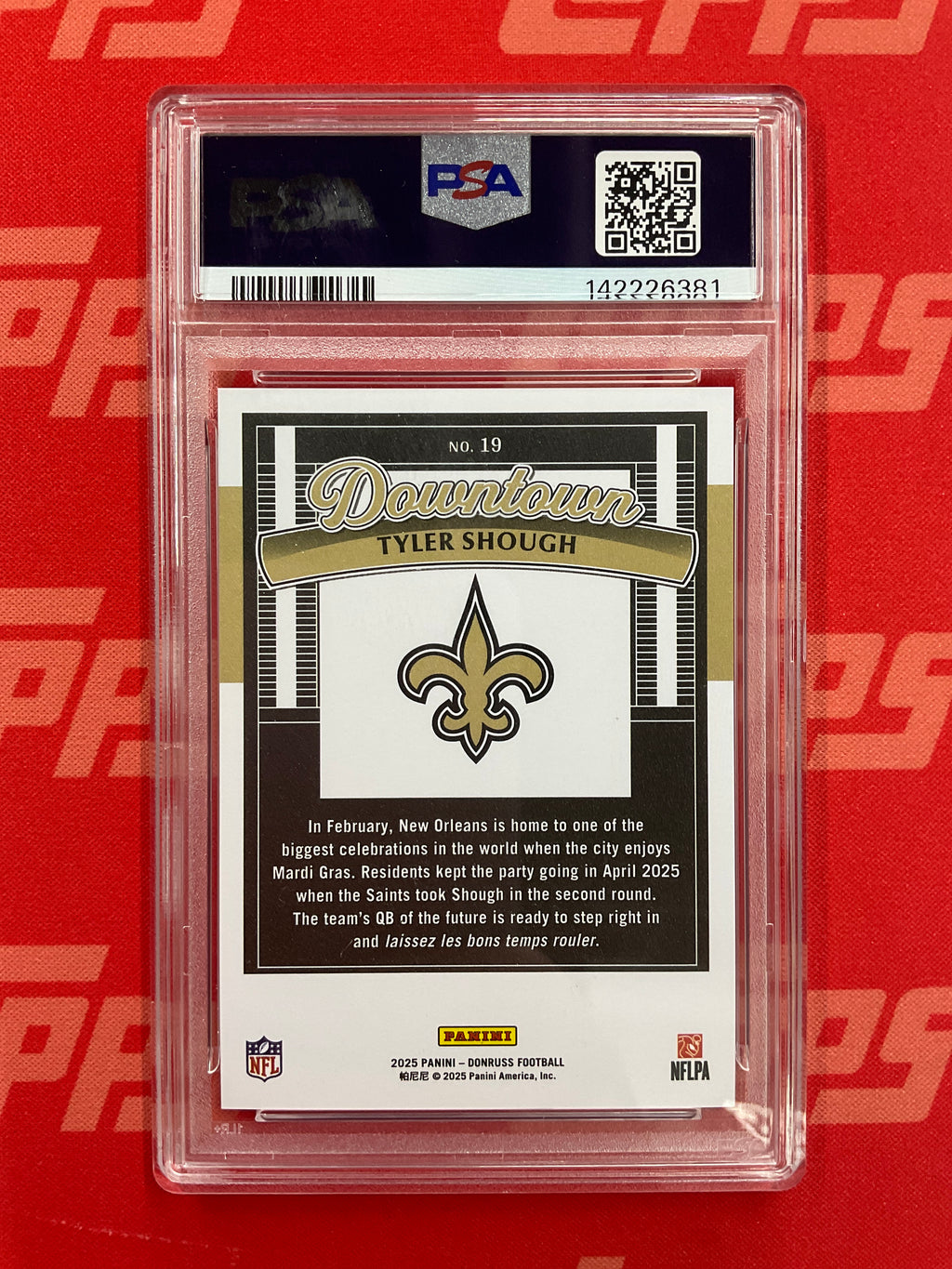 2025 Donruss Tyler Shough Rookie Downtown! PSA 10 Saints