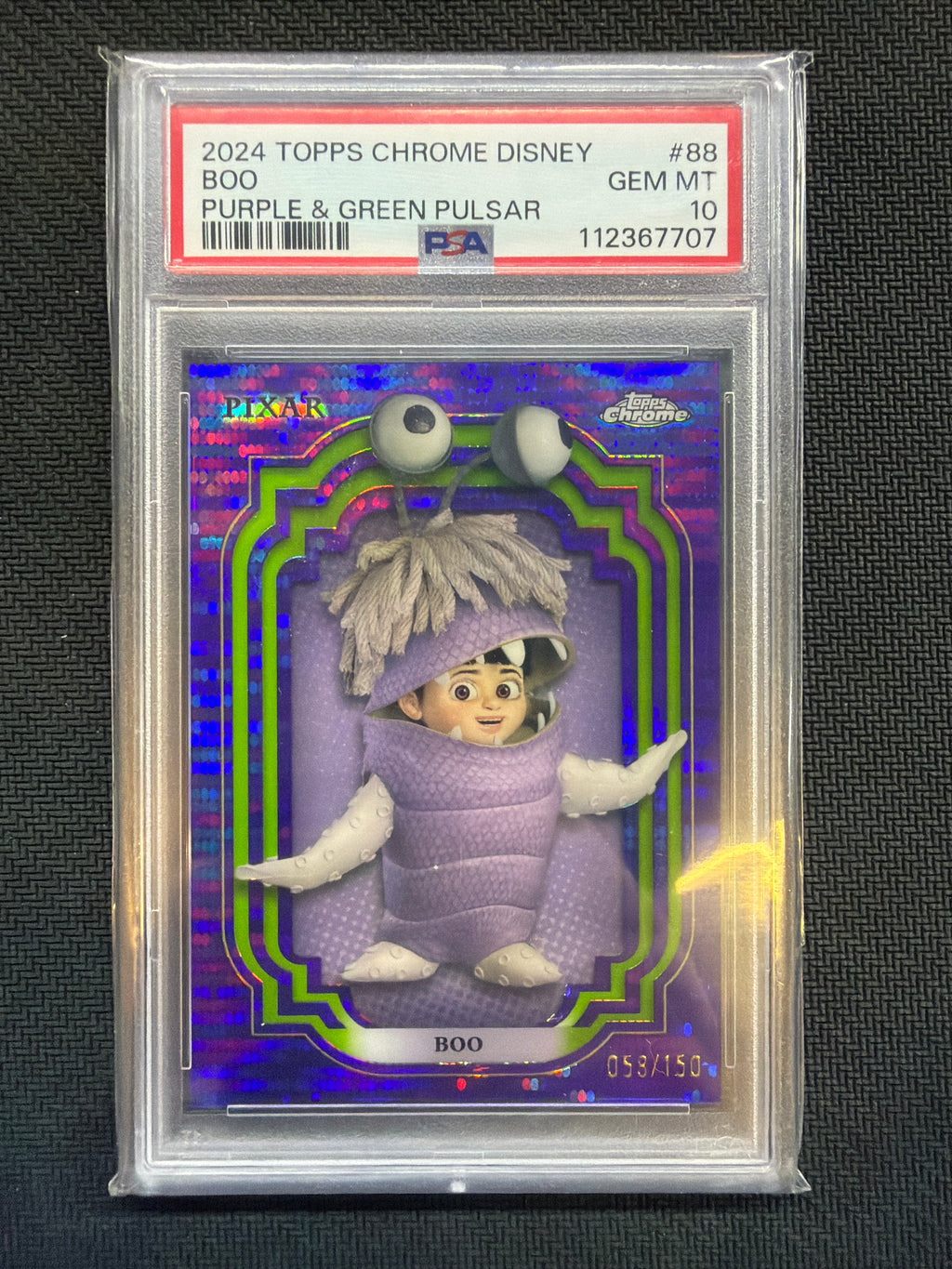2024 Topps Chrome Disney Boo Purple & Green /150 PSA 10