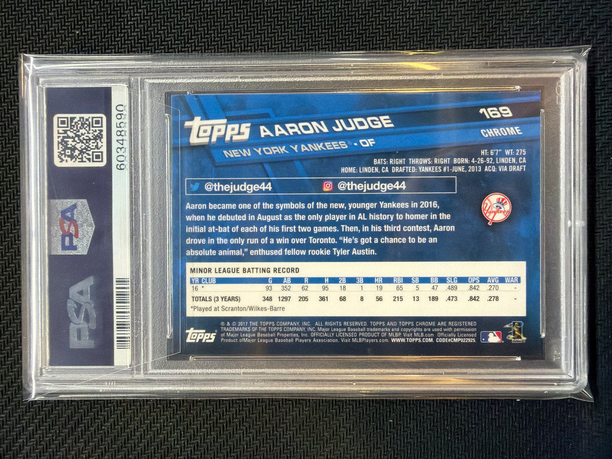 2017 Topps Chrome Aaron Judge Catching Rookie #169 PSA 10 Yankees 5590