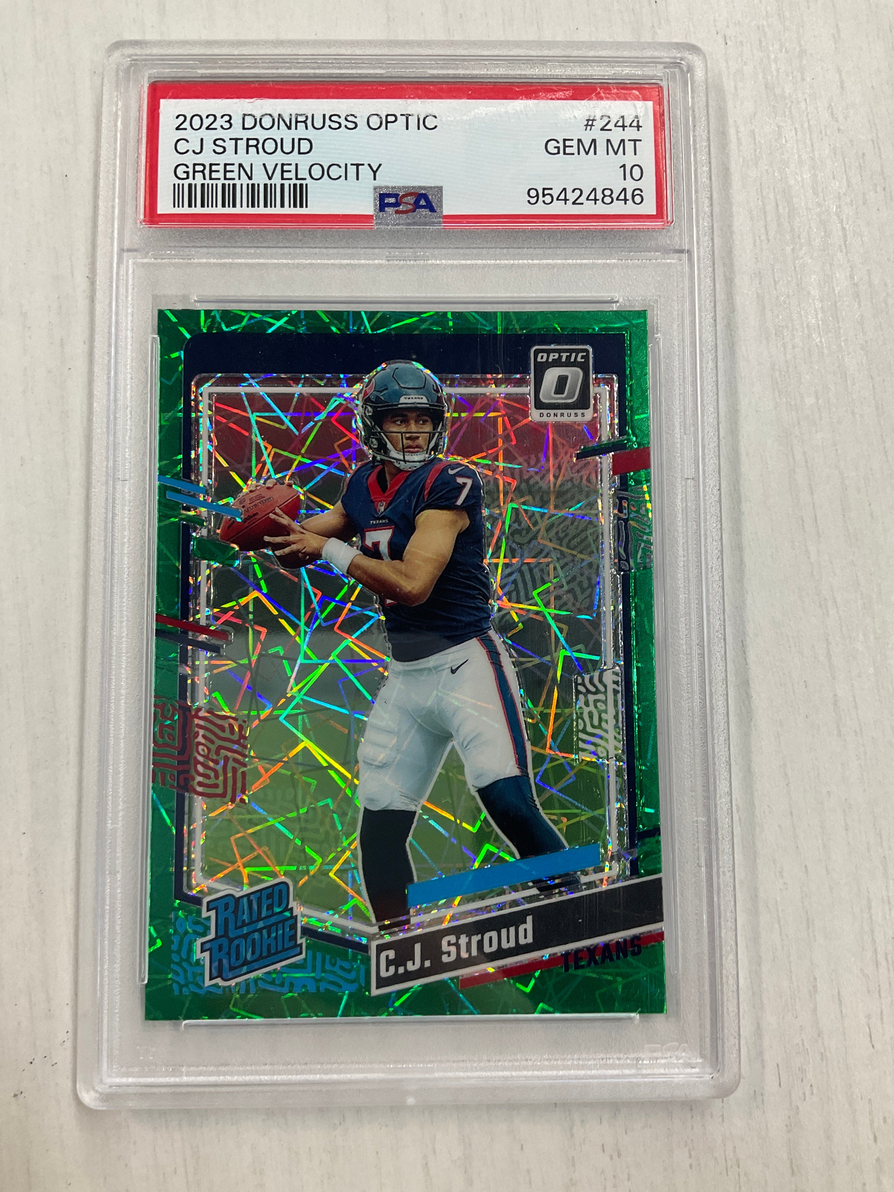 2023 Donruss Optic CJ Stroud Green Velocity PSA 10 Rookie