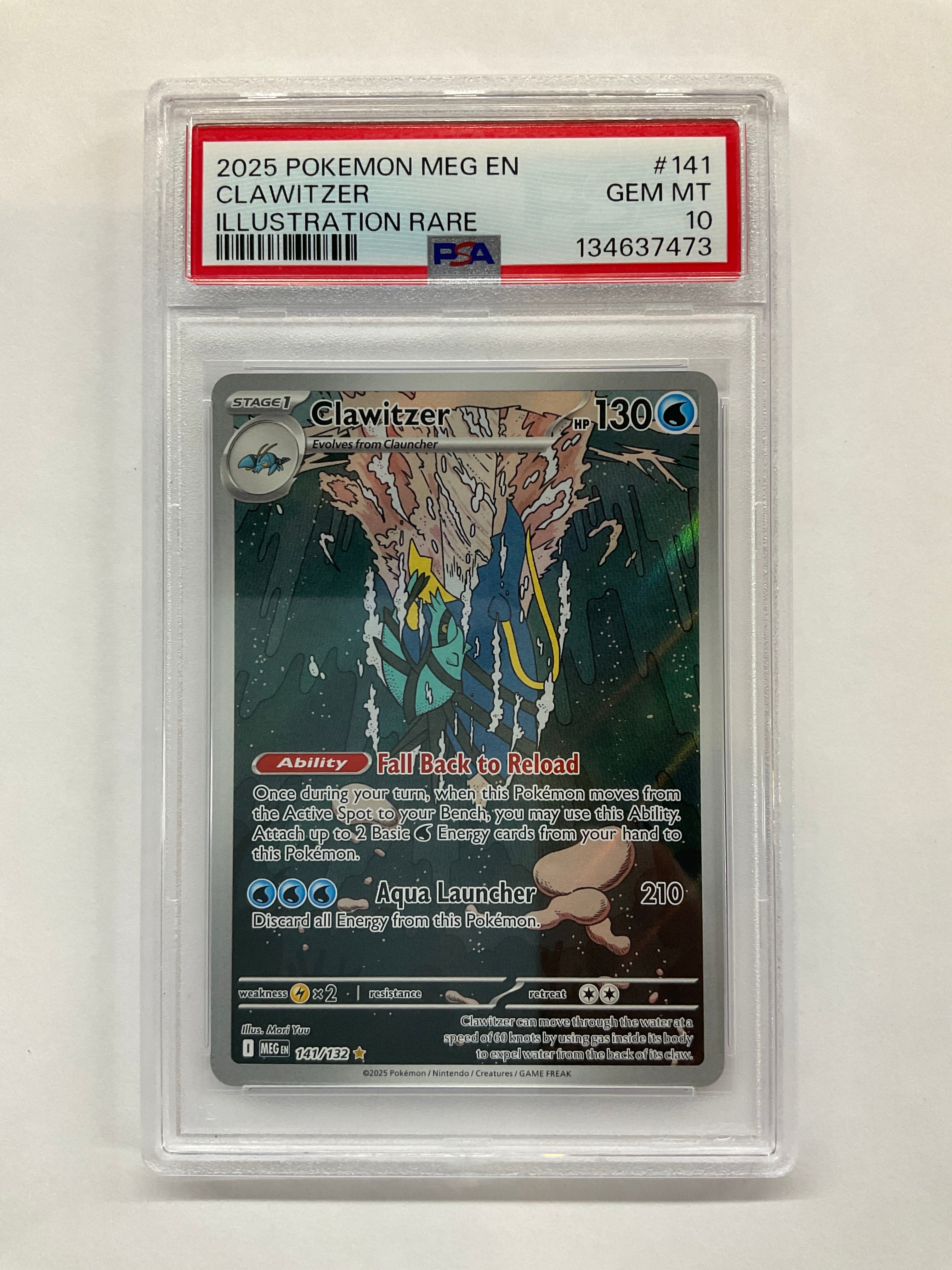 2025 Pokemon Mega Evolution Clawitzer 141 PSA 10