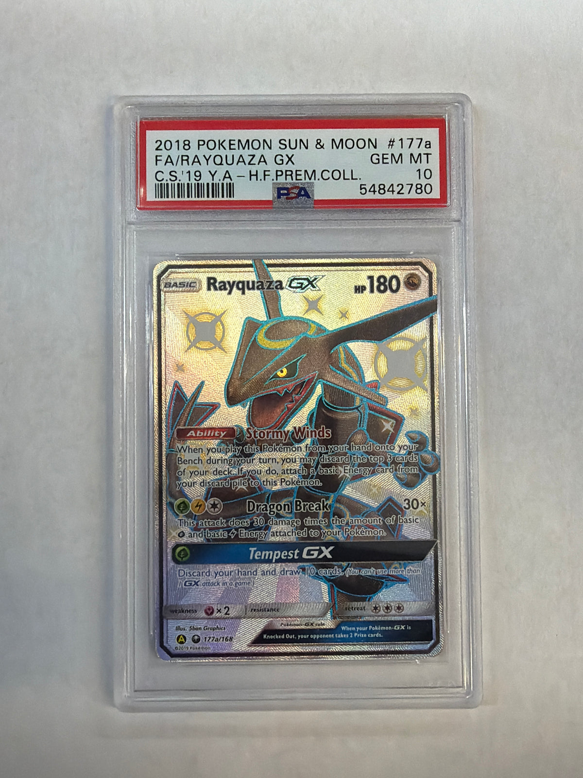 2018 Pokemon Celestial Storm Rayquaza GX 177a PSA 10