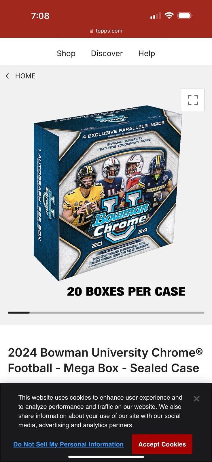 2024 Bowman University Football Breakers Delight Box