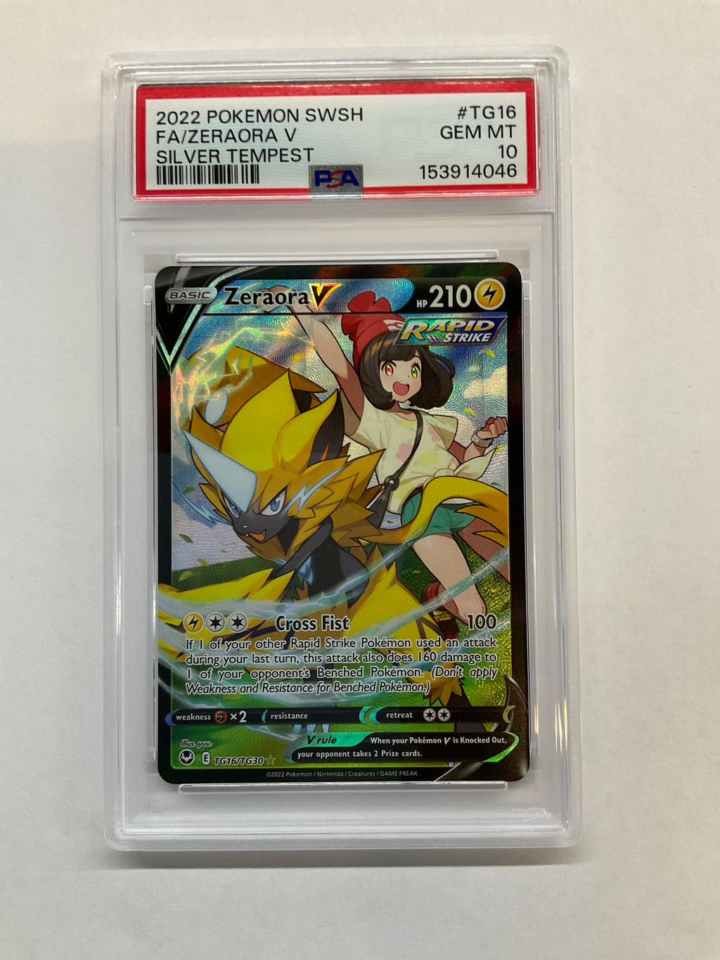 2022 Pokemon Silver Tempest Zeraora V TG16 PSA 10