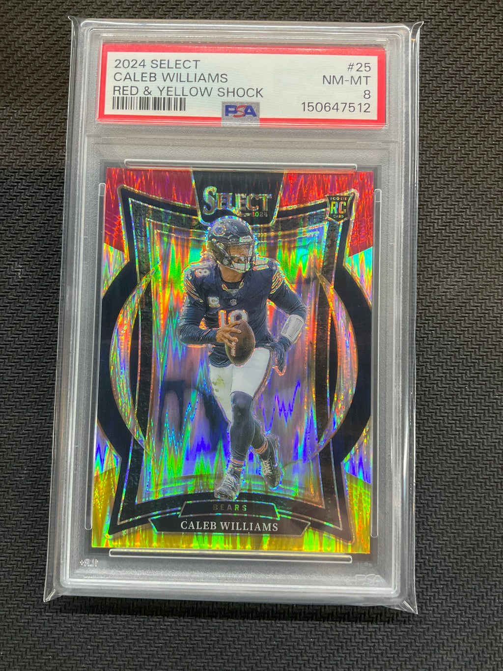 2024 Select Caleb Williams Red & Yellow Shock PSA 8 Bears