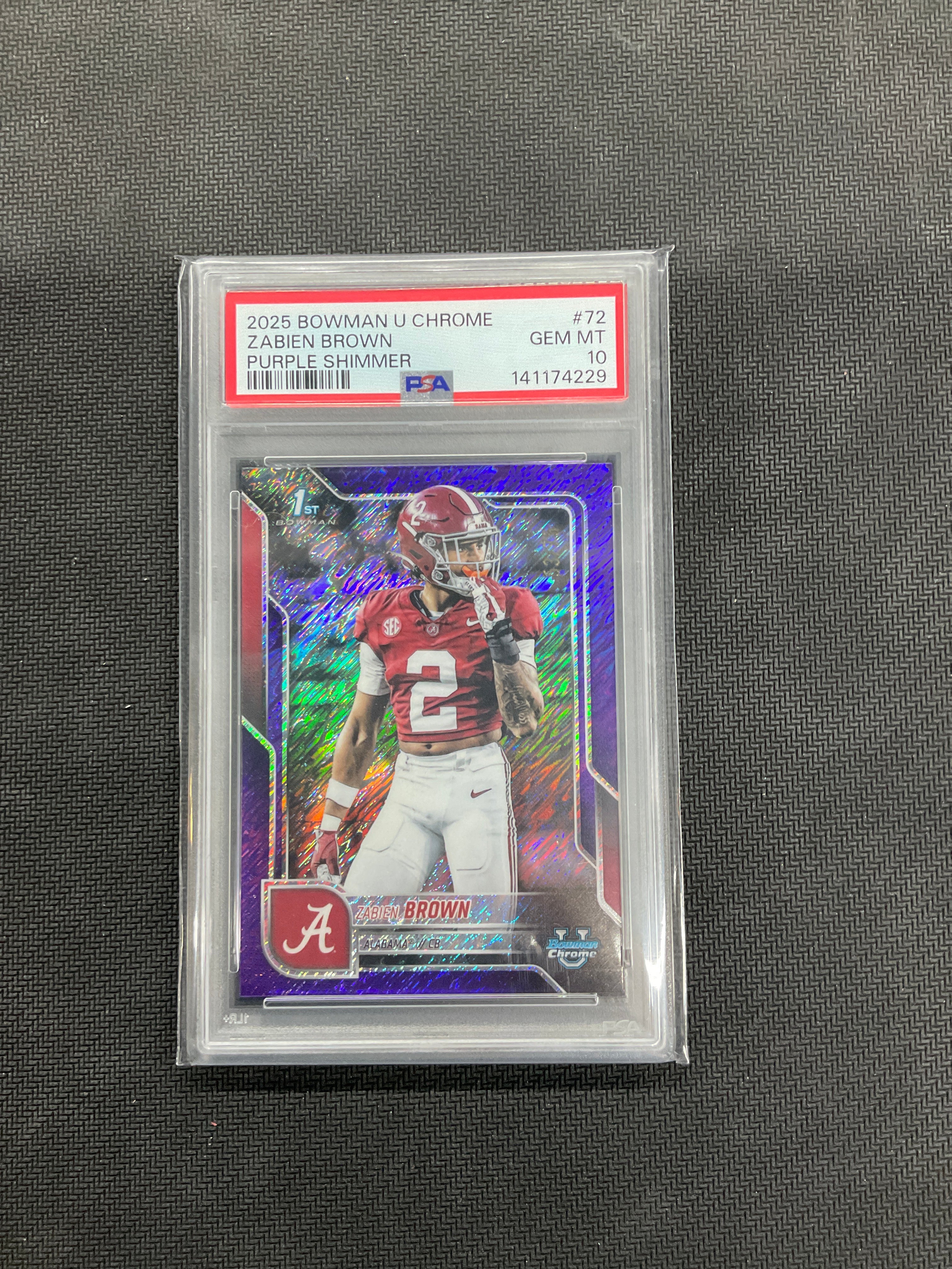 2025 Bowman U Chrome Zabien Brown Purple Shimmer /75 PSA 10 Alabama