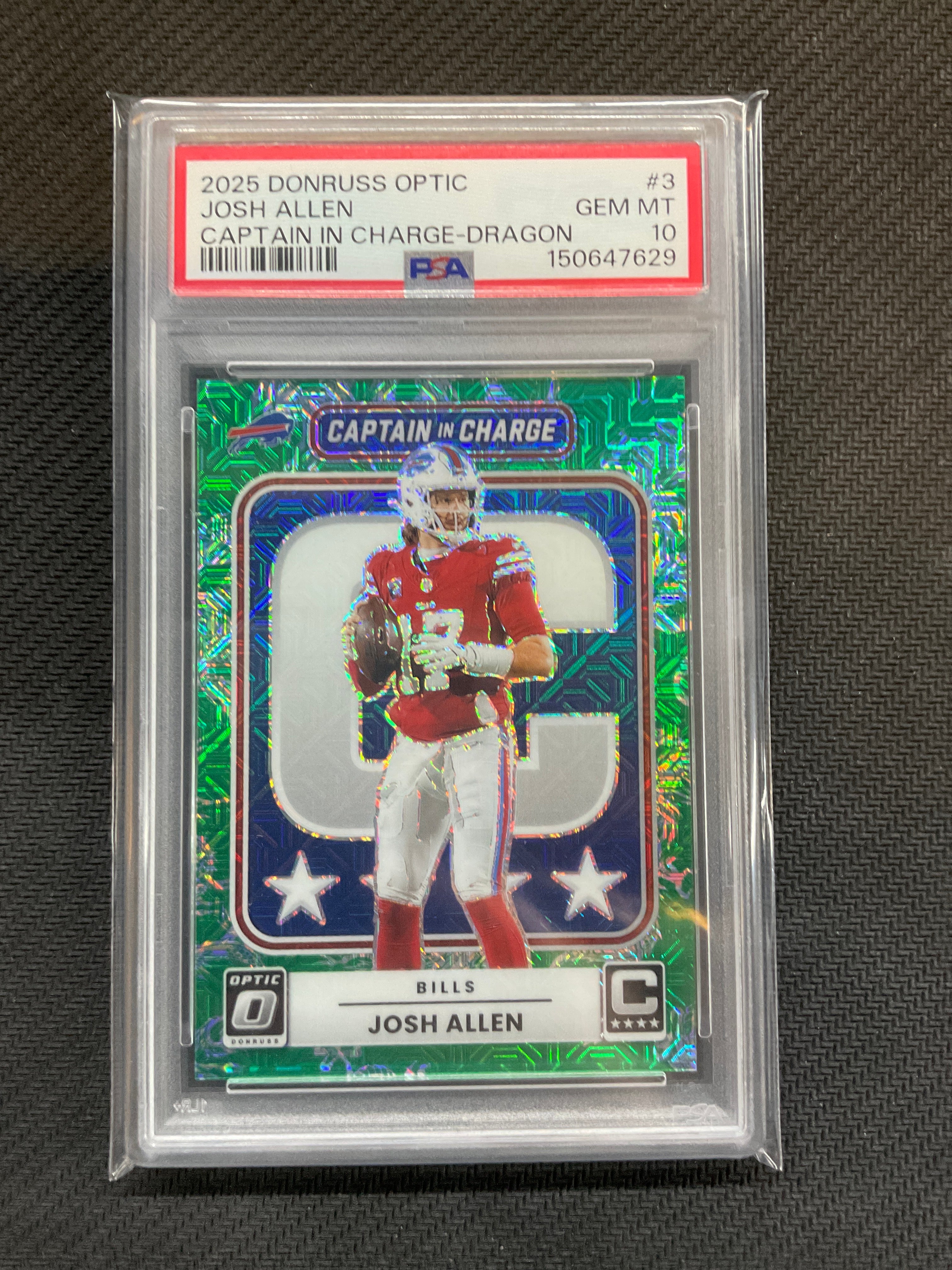 2025 Donruss Optic Josh Allen Captain Dragon /24 PSA 10 Bills