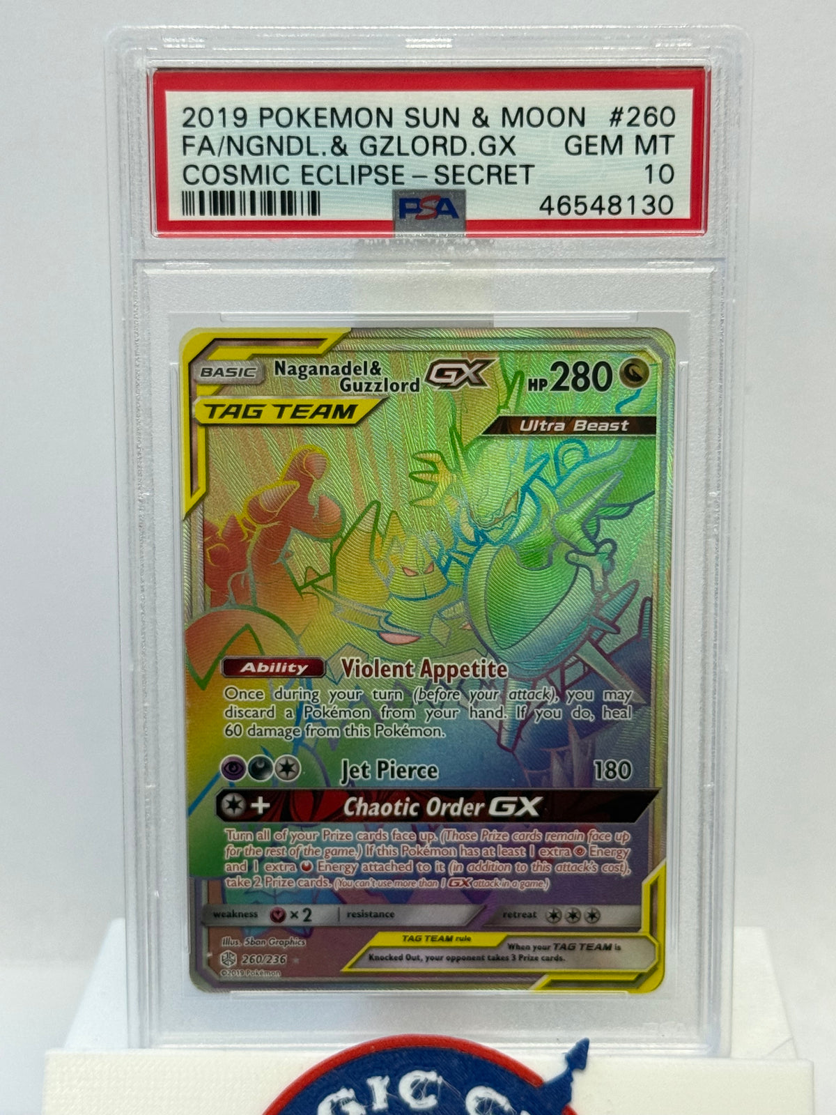 2019 Pokemon Cosmic Eclipse Naganade & Guzzlord GX 260 PSA 10