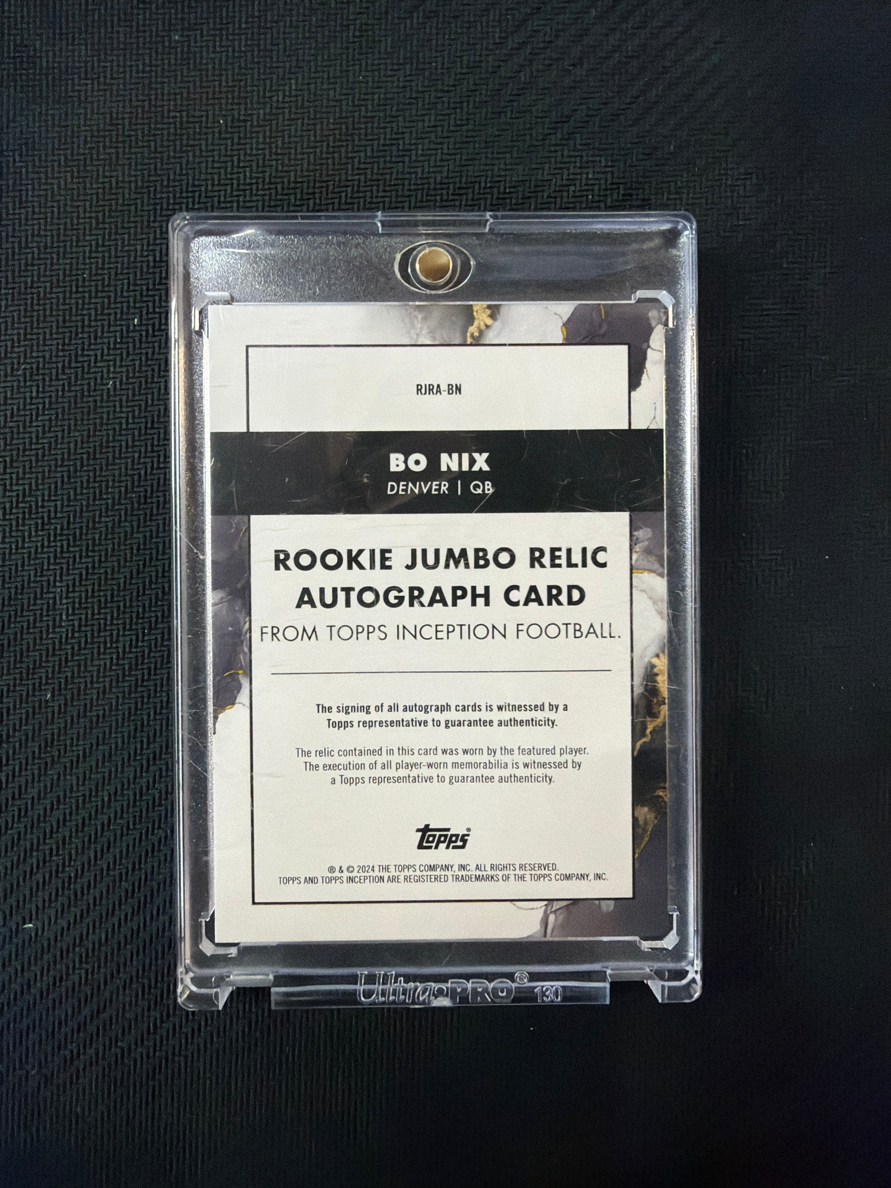 2024 Topps Inception Bo Nix Rookie Patch Auto /99 Pink
