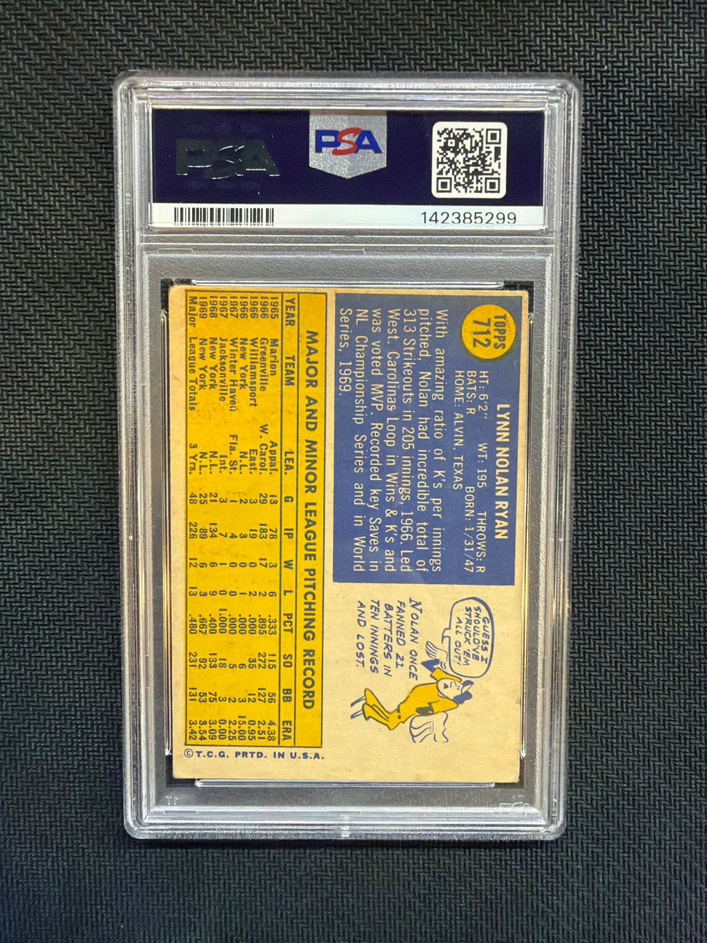 1970 Topps Nolan Ryan #712 Mets PSA 2