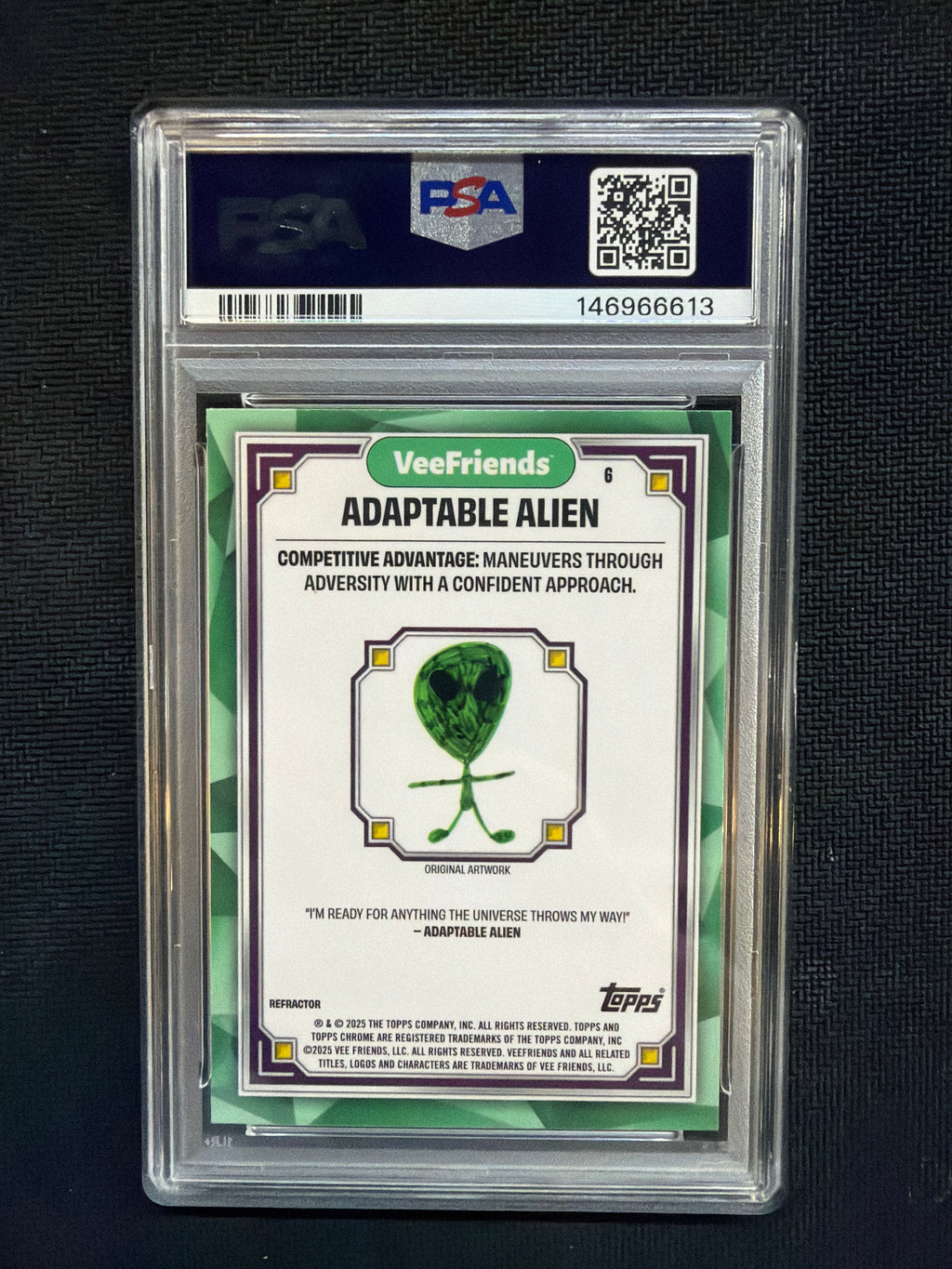 2025 Topps Chrome VeeFriends Adaptable Alien Refractor PSA 10