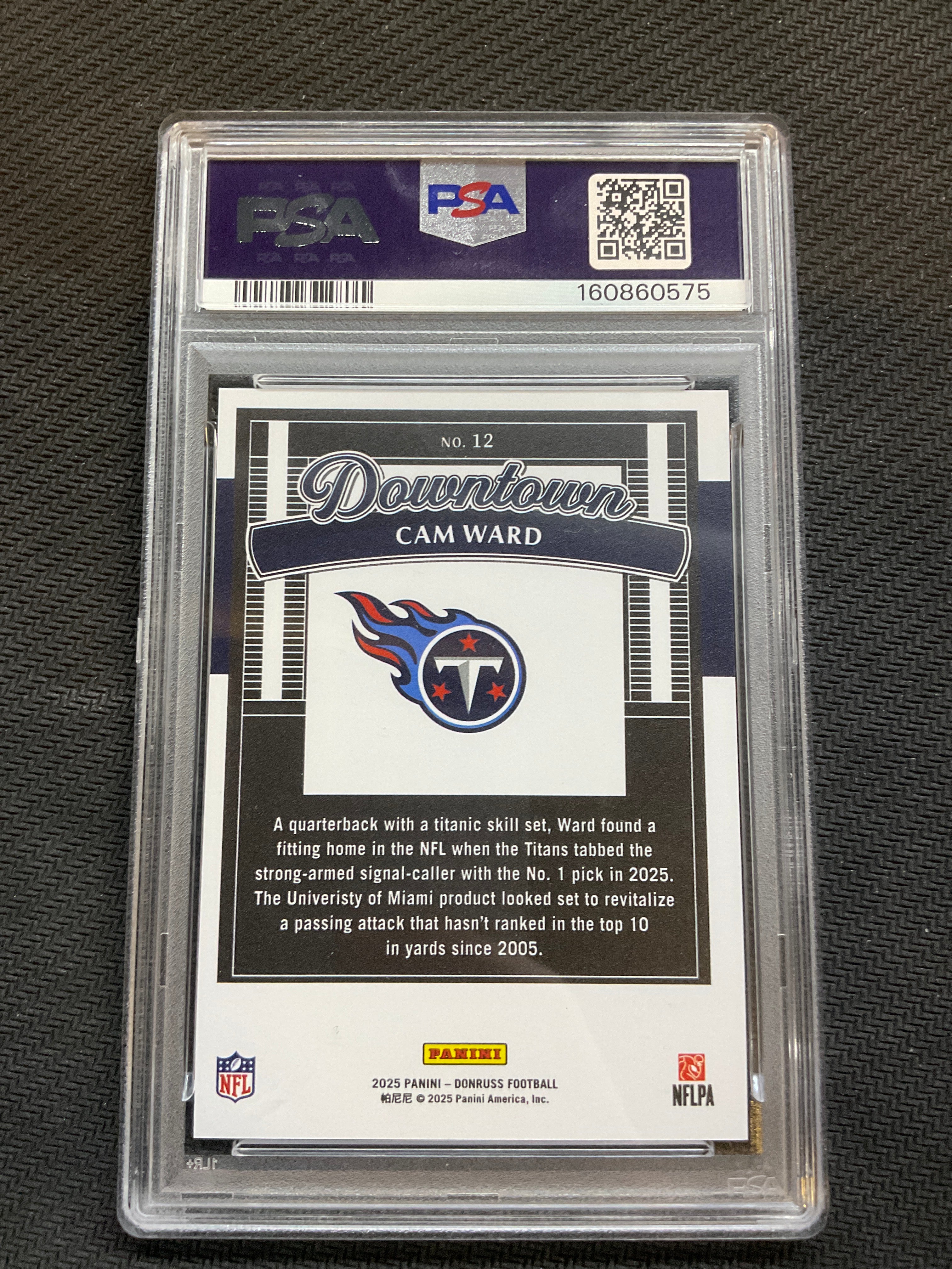 2025 Donruss Cam Ward Downtown PSA 9 Titans