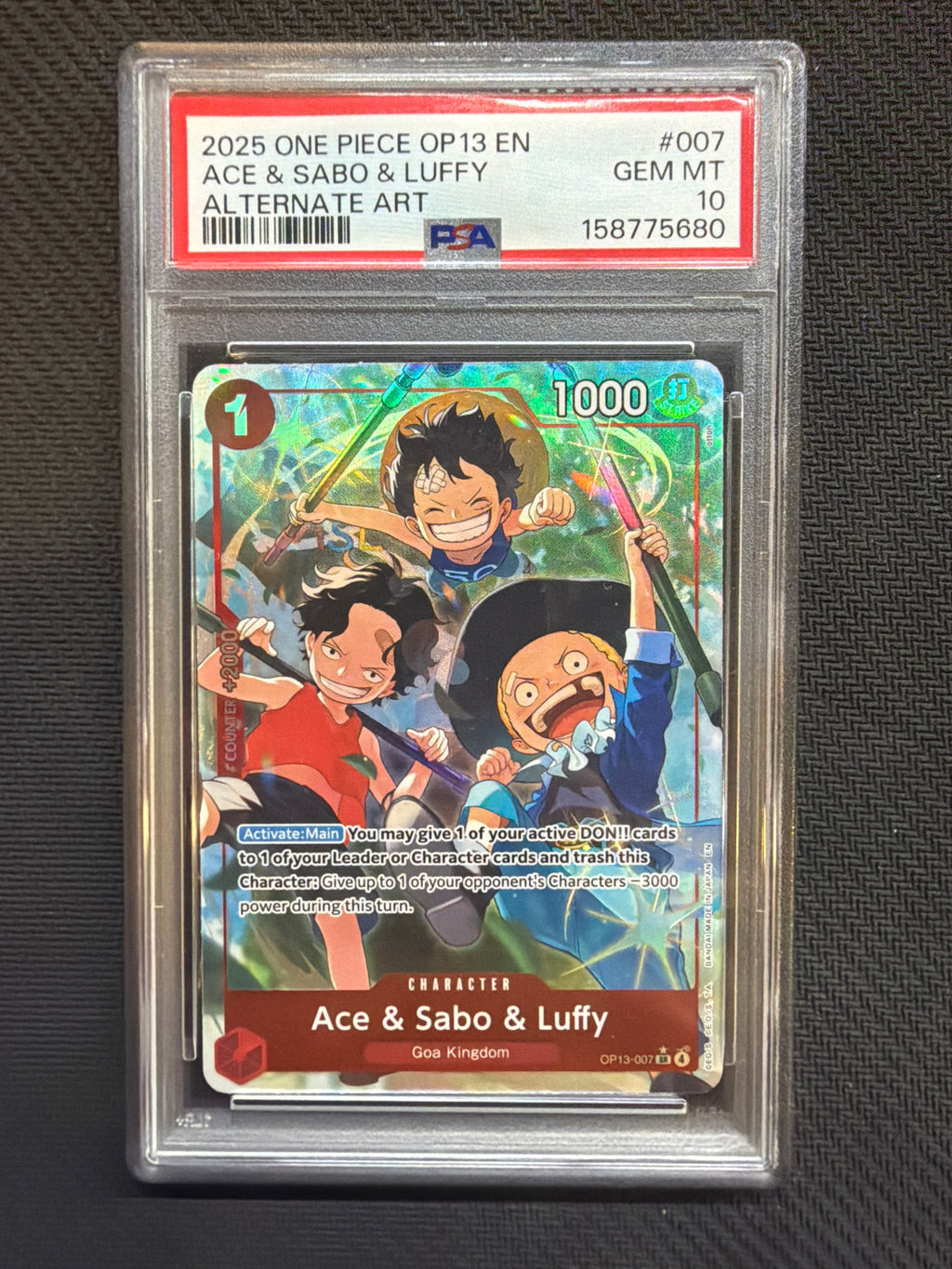 2025 One Piece OP13 Ace & Sabo & Luffy Alt Art PSA 10 680