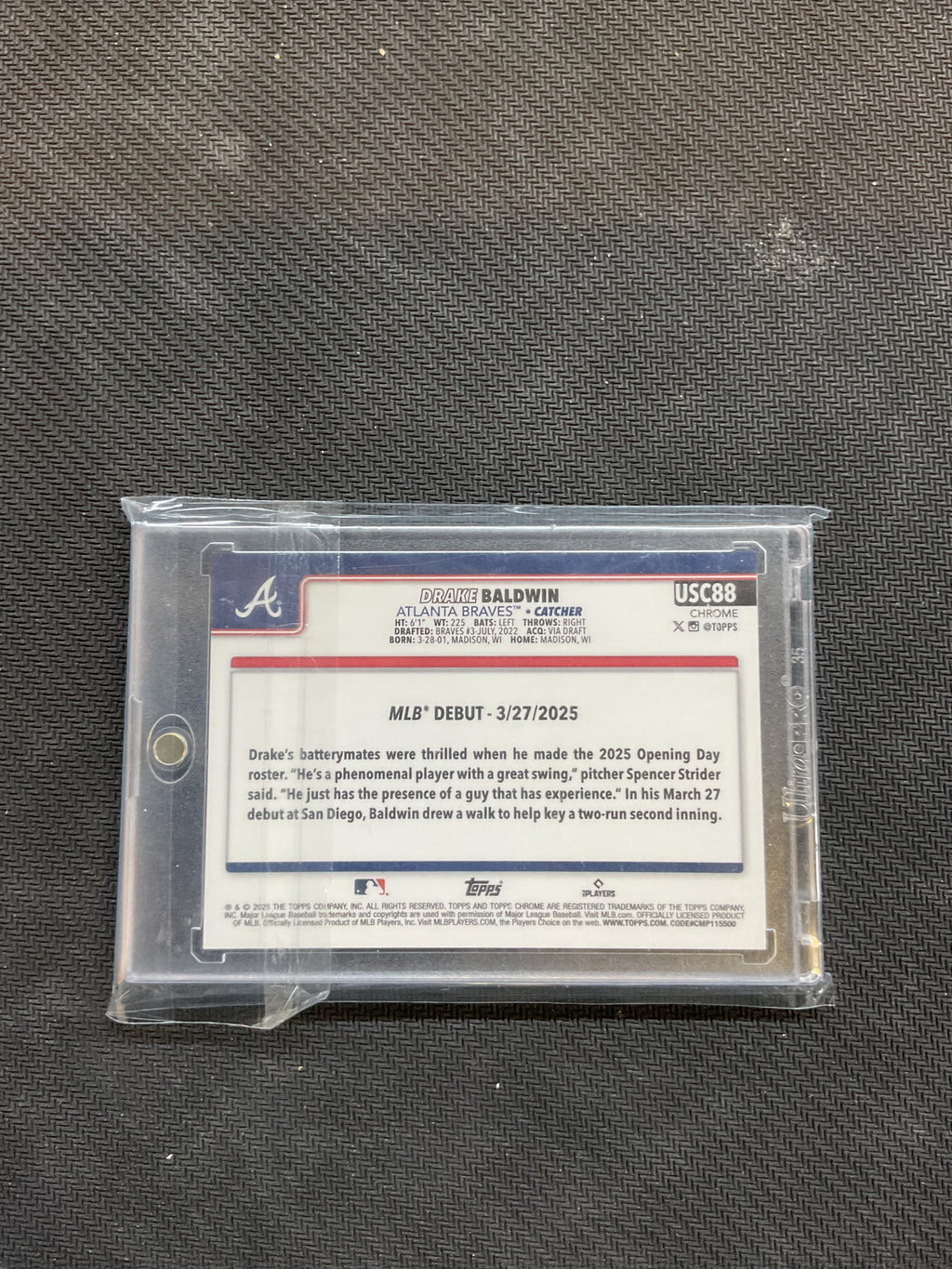 2025 Topps Chrome Update Drake Baldwin Rookie Debut Orange Wave /25 Braves
