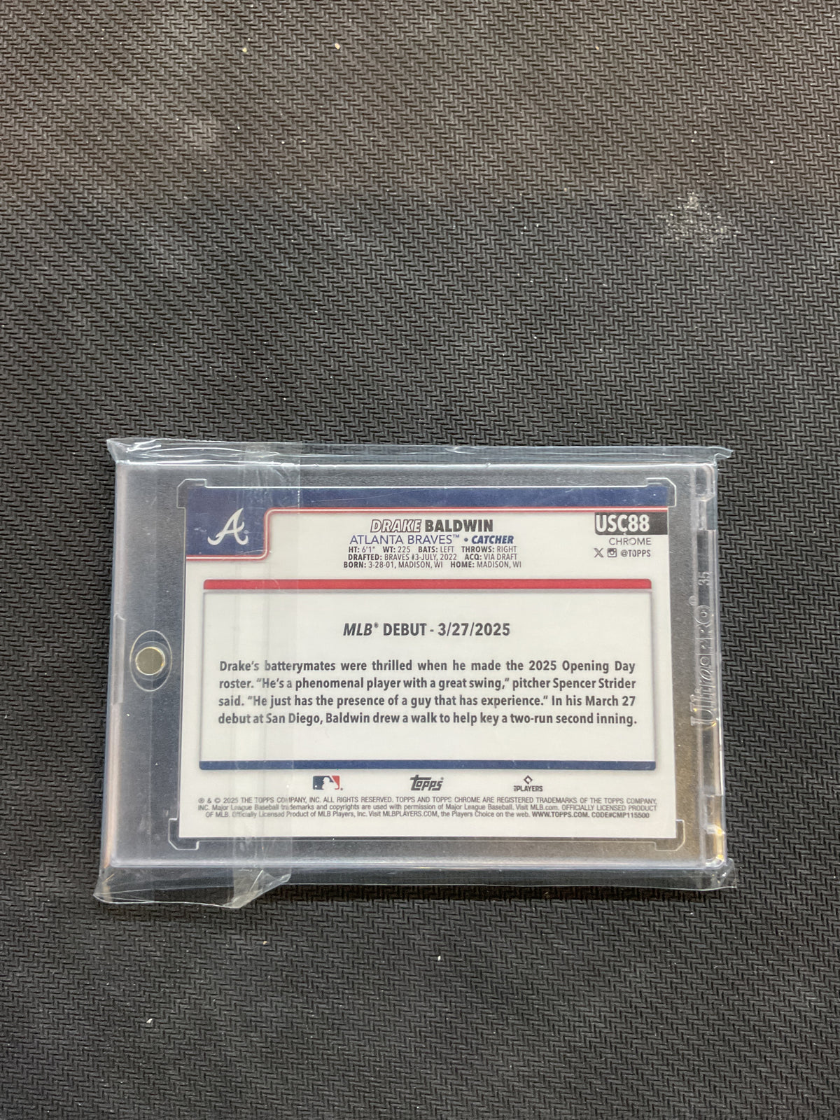 2025 Topps Chrome Update Drake Baldwin Rookie Debut Orange Wave /25 Braves