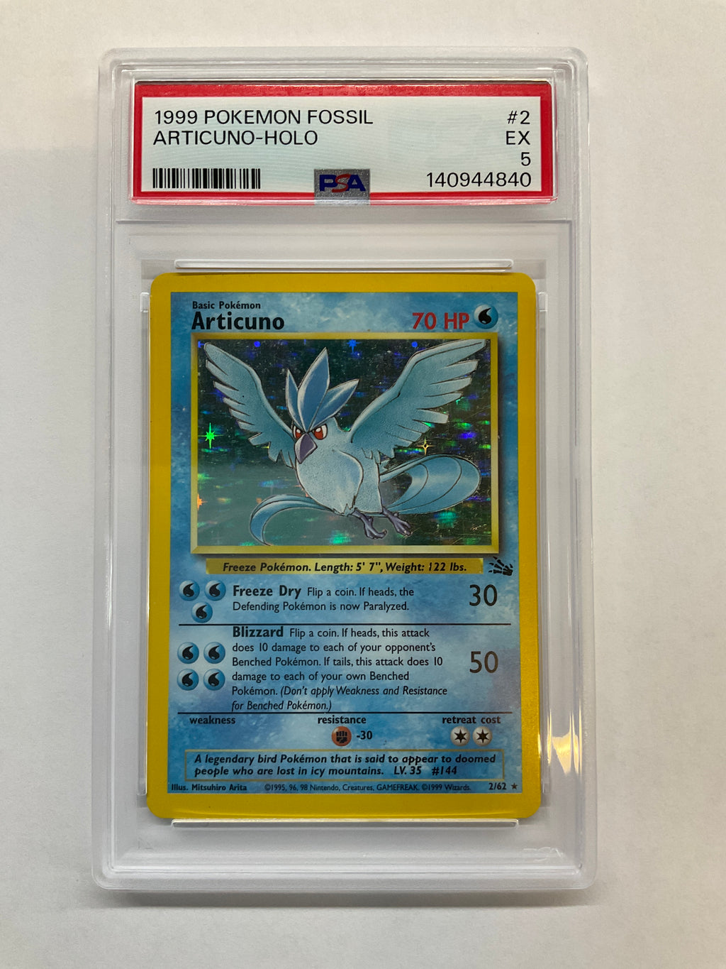 1999 Pokemon Articuno Fossil Holo #2 PSA 5