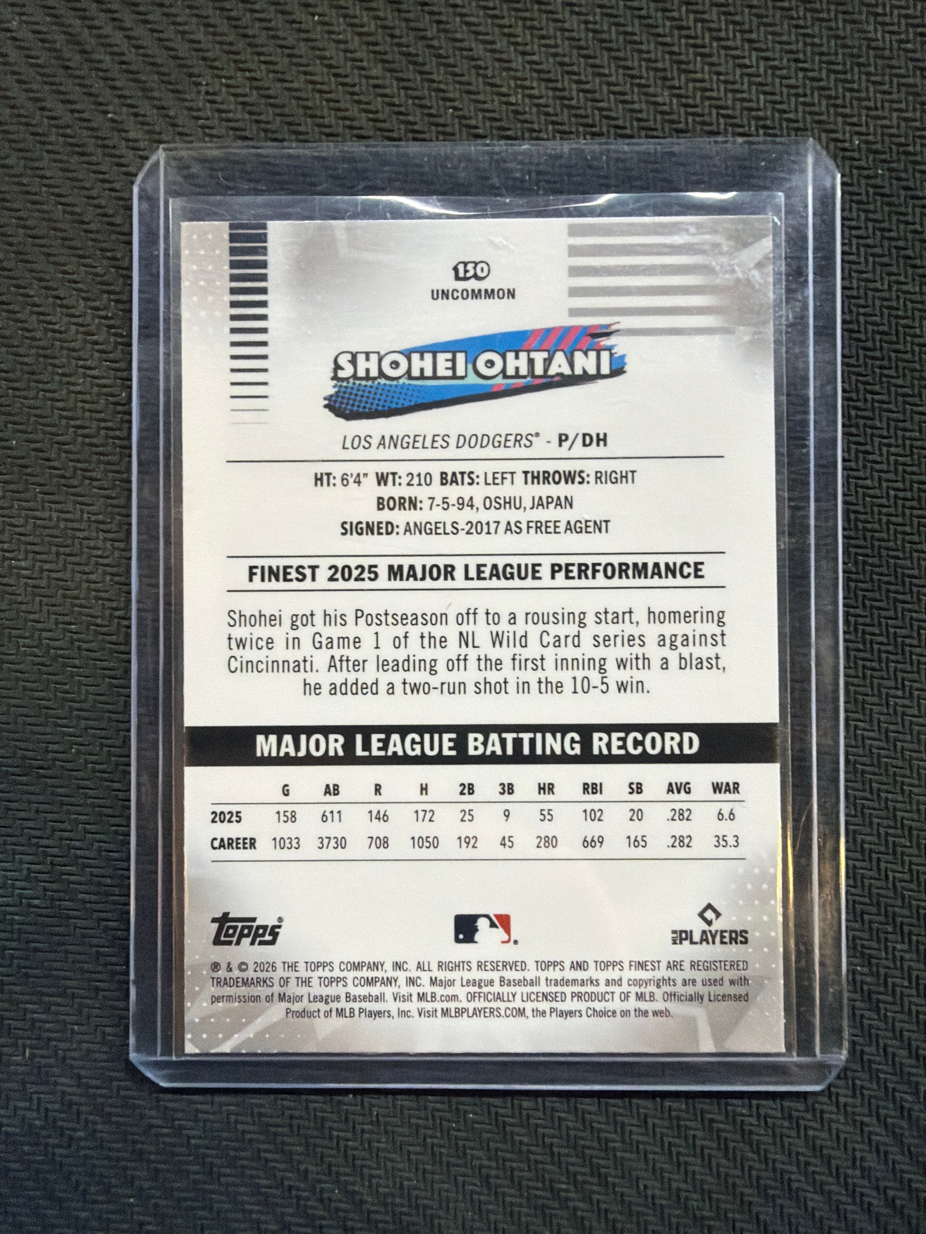2026 Topps Finest Shohei Ohtani Uncommon Mini Diamond Dodgers