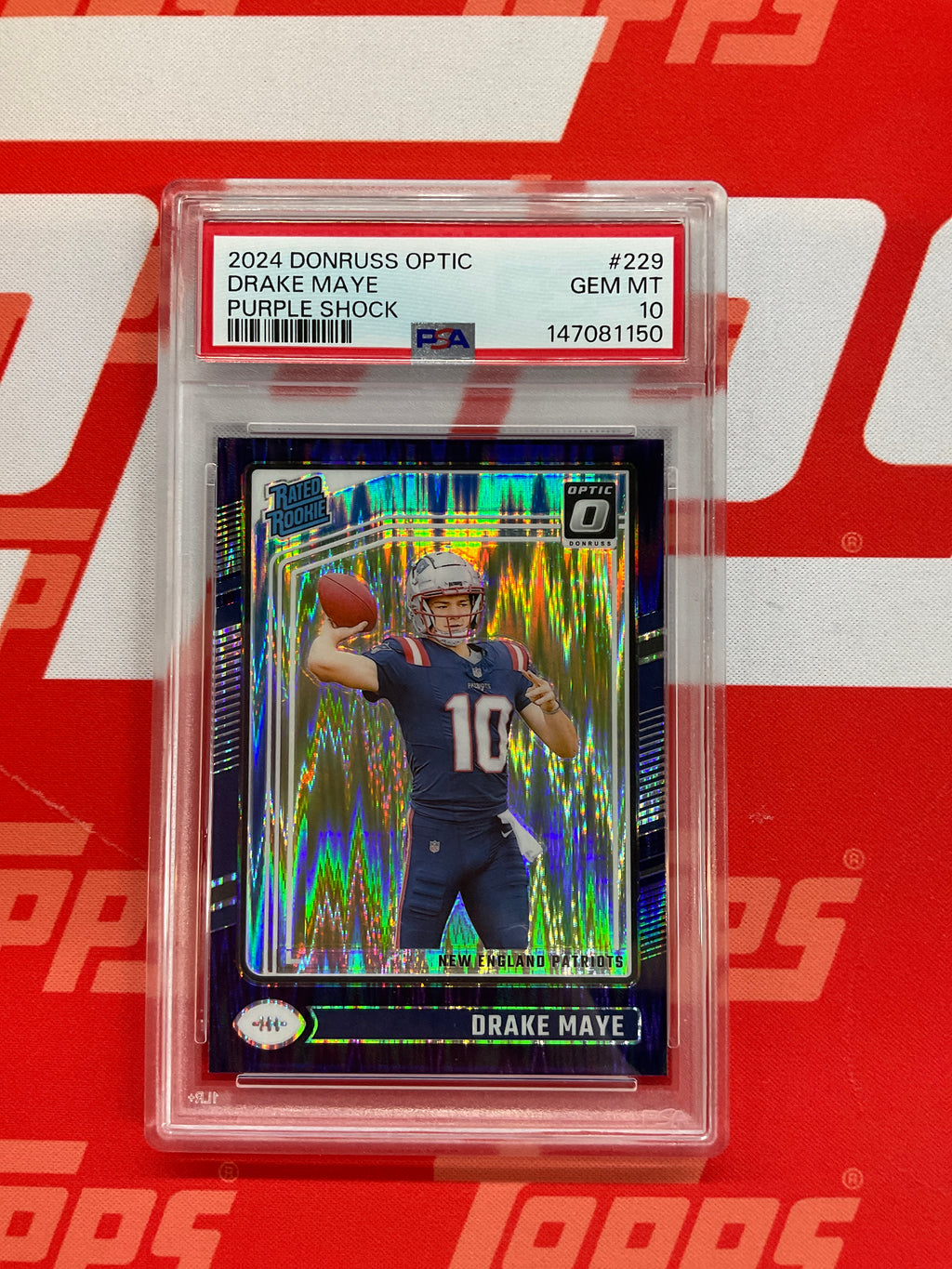 2024 Donruss Optic Drake Maye Rookie Purple Shock PSA 10 Pats