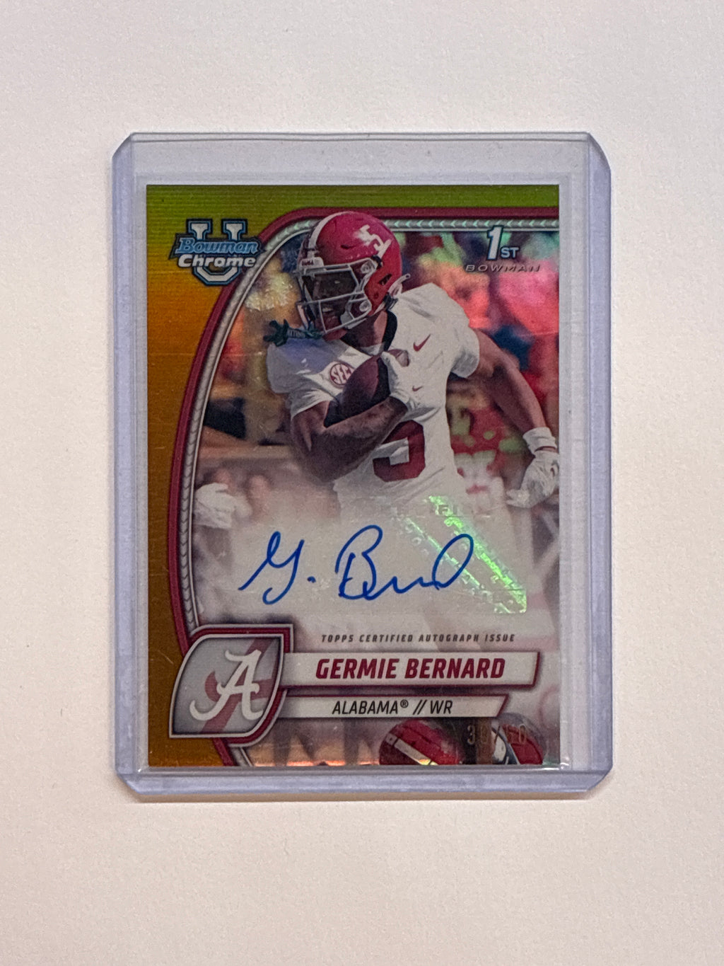 2024 Bowman Chrome U Germie Bernard 1st Bowman True Gold Auto /50 Alabama