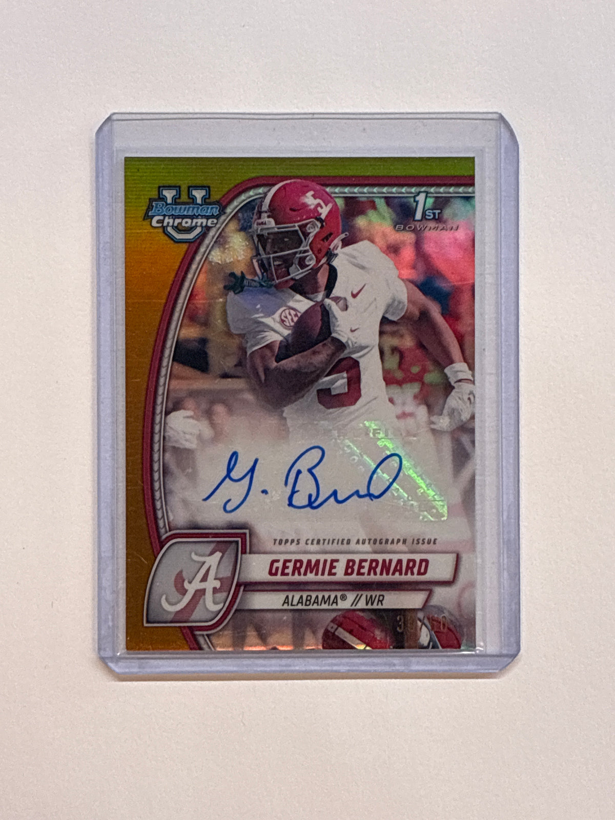 2024 Bowman Chrome U Germie Bernard 1st Bowman True Gold Auto /50 Alabama