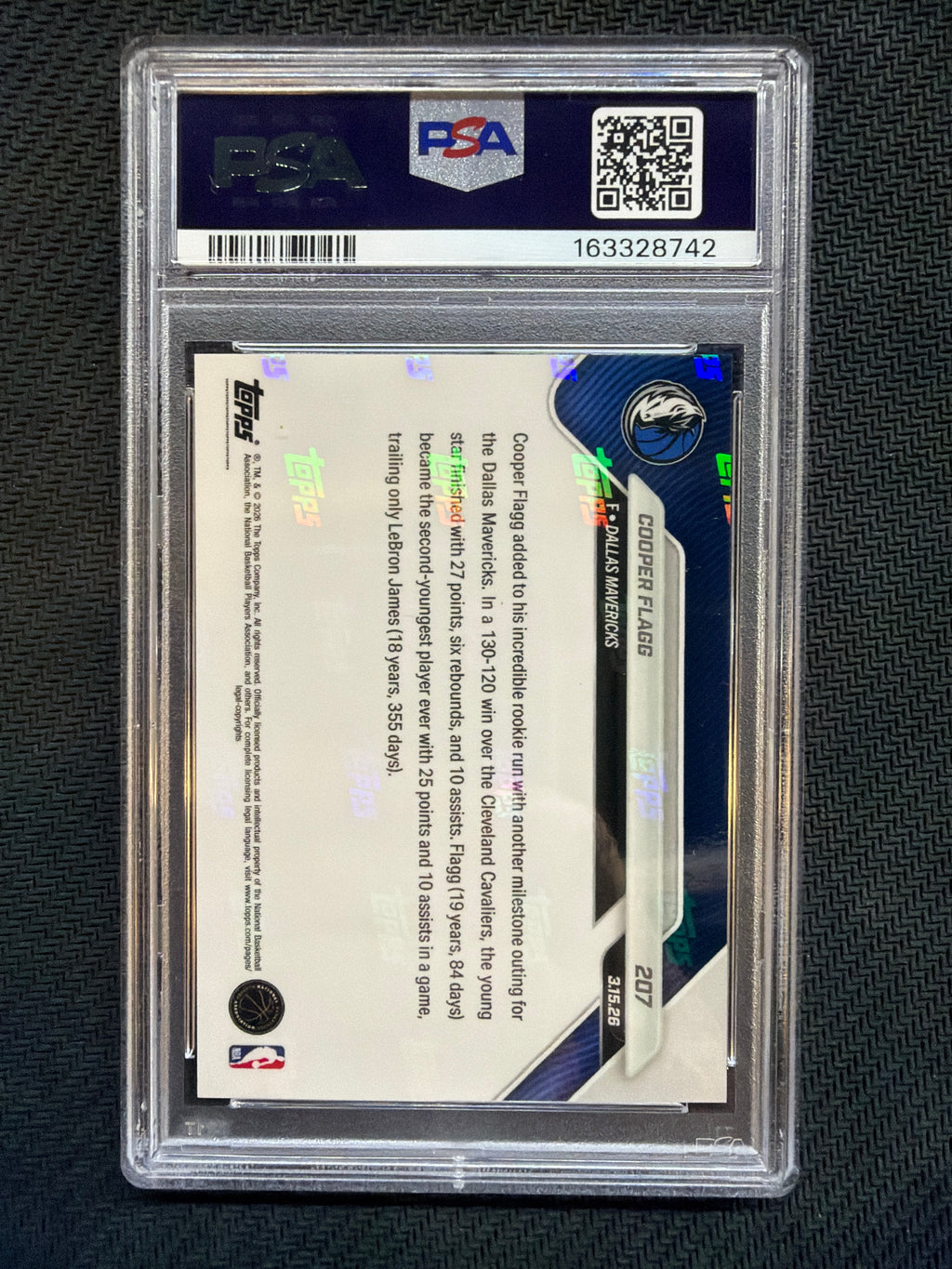 2025 Topps Now Cooper Flagg #207 PSA 10 Mavericks 742