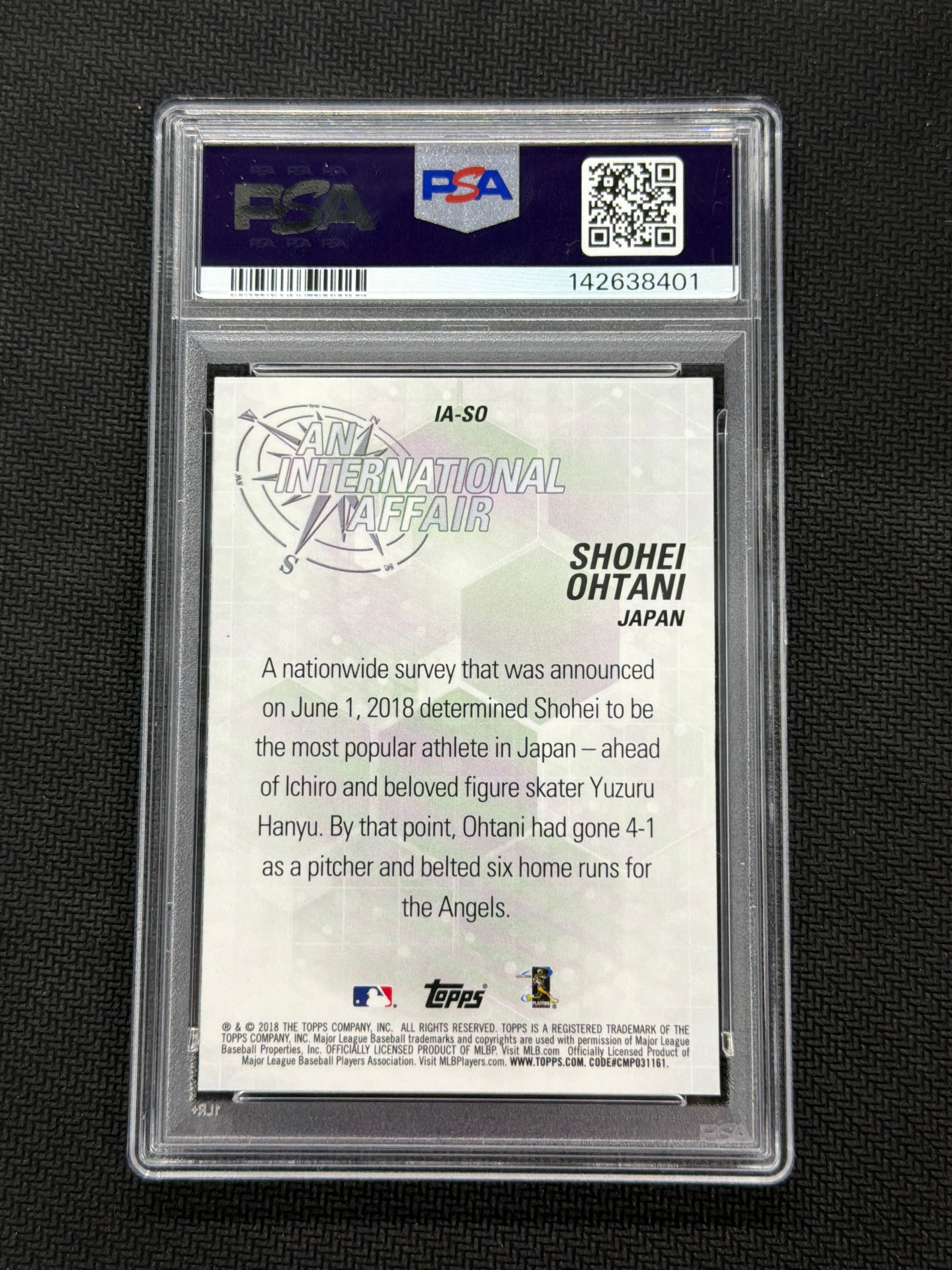2018 Topps Chrome Update Shohei Ohtani International PSA 10 401