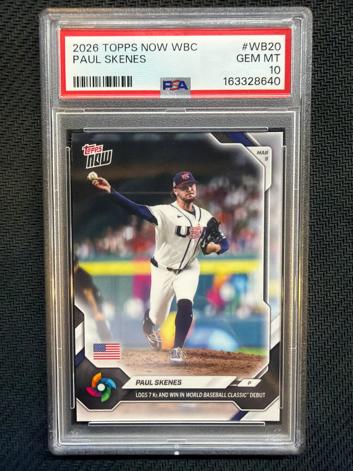 2026 Topps Now WBC Paul Skenes #WB20 PSA 10 640