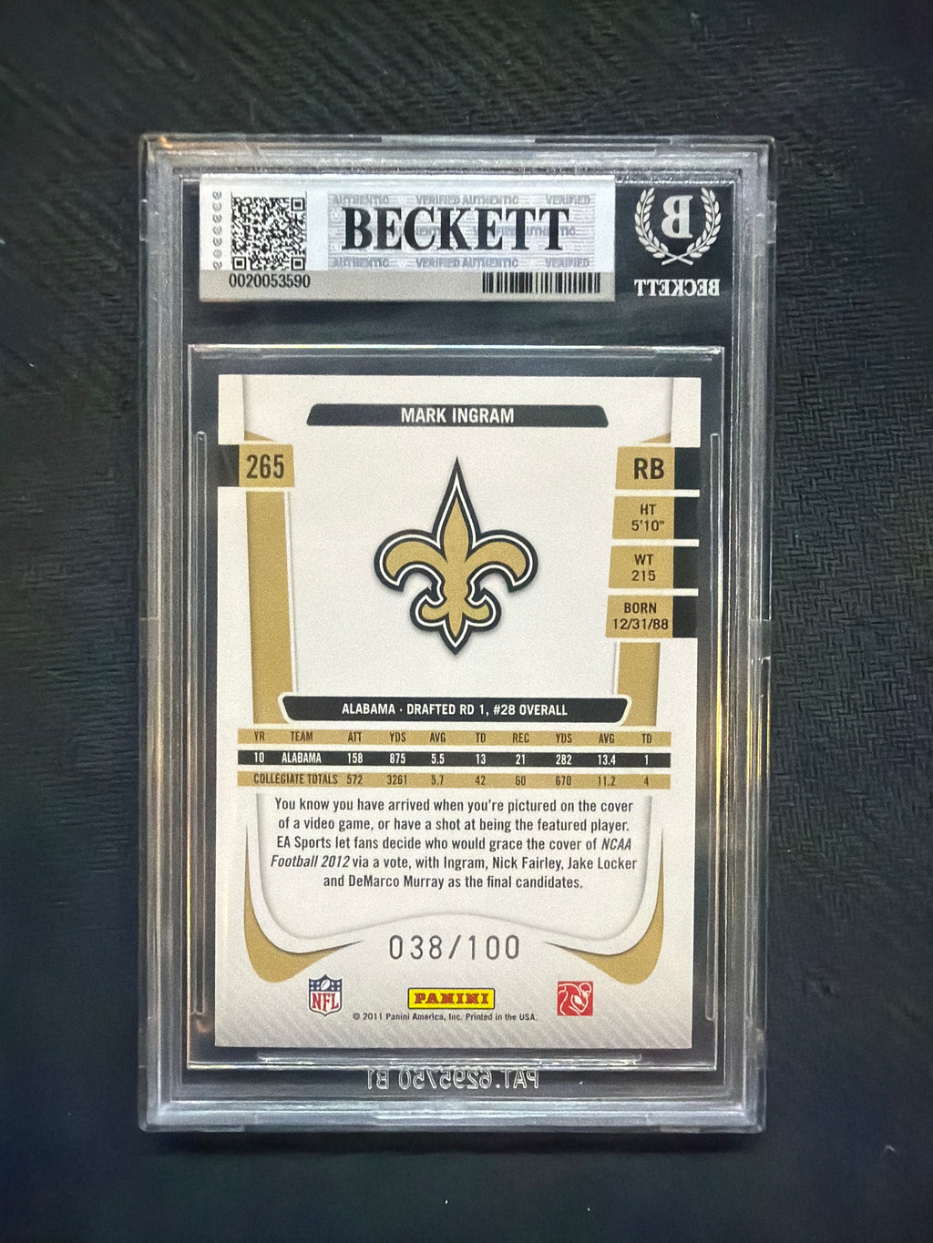 2011 Prestige Mark Ingram Red /100 Rookie BGS 4.5 Alabama