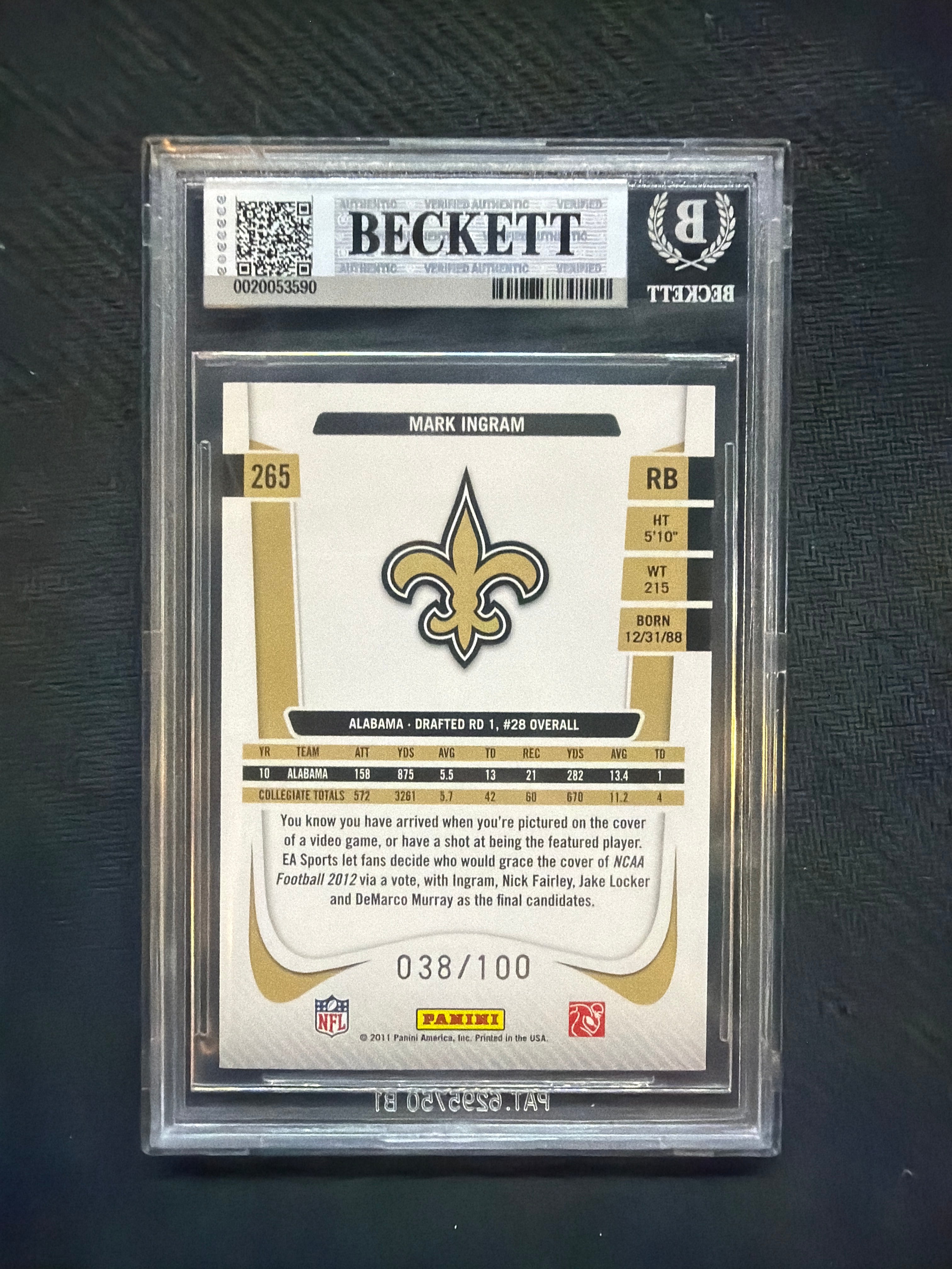 2011 Prestige Mark Ingram Red /100 Rookie BGS 4.5 Alabama