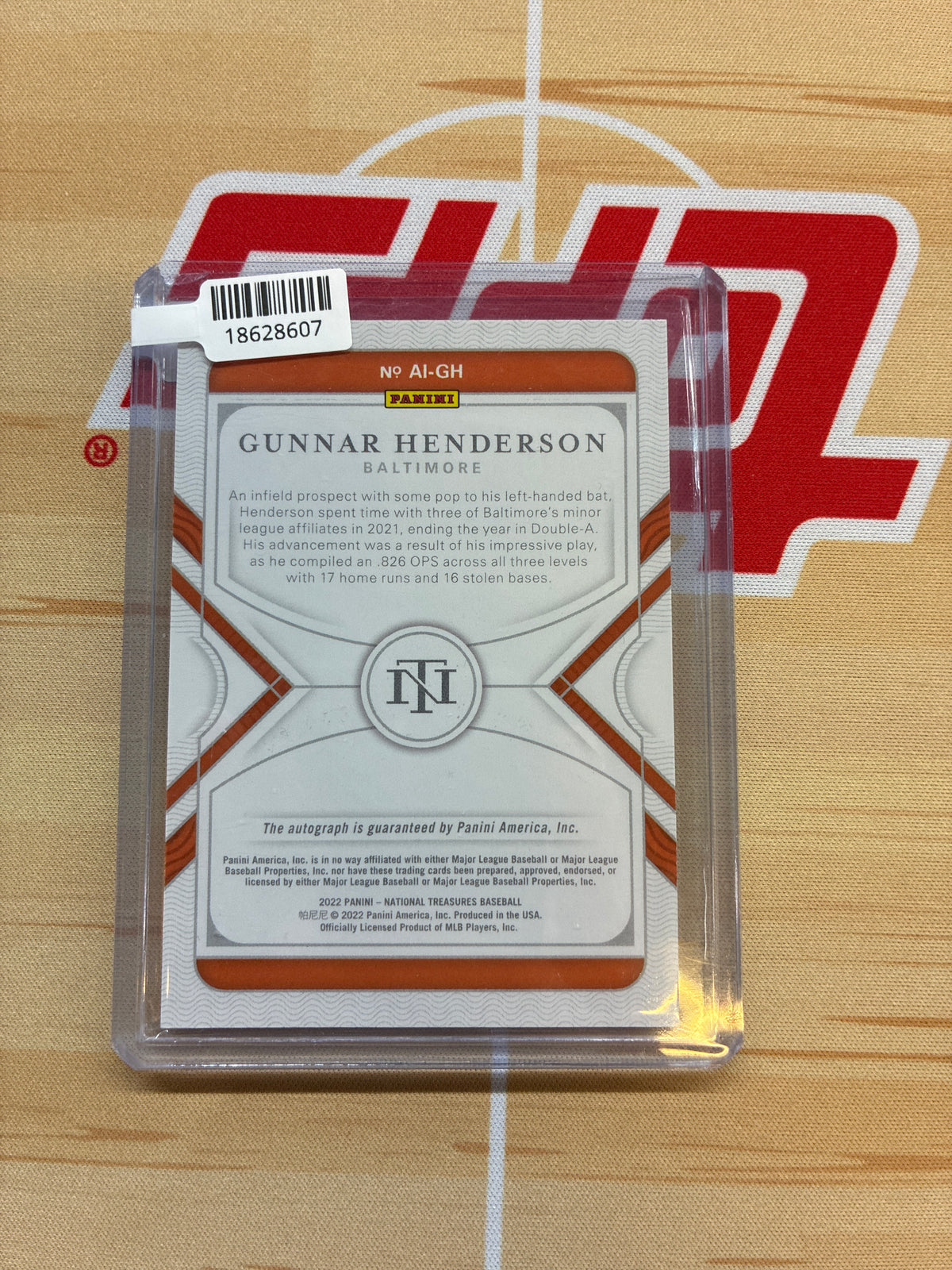2022 Panini National Treasures Gunnar Henderson Apprentice Ink Auto Holo Gold /25 #AI-GH Orioles