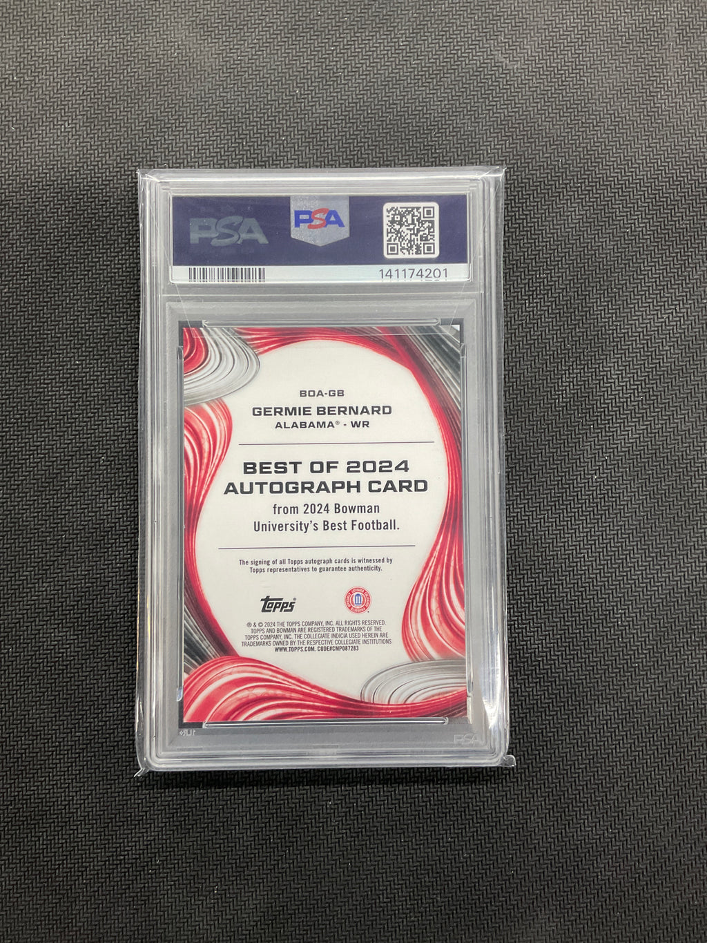 2024 Bowman Best Germie Bernard Refractor Auto PSA 10 Alabama