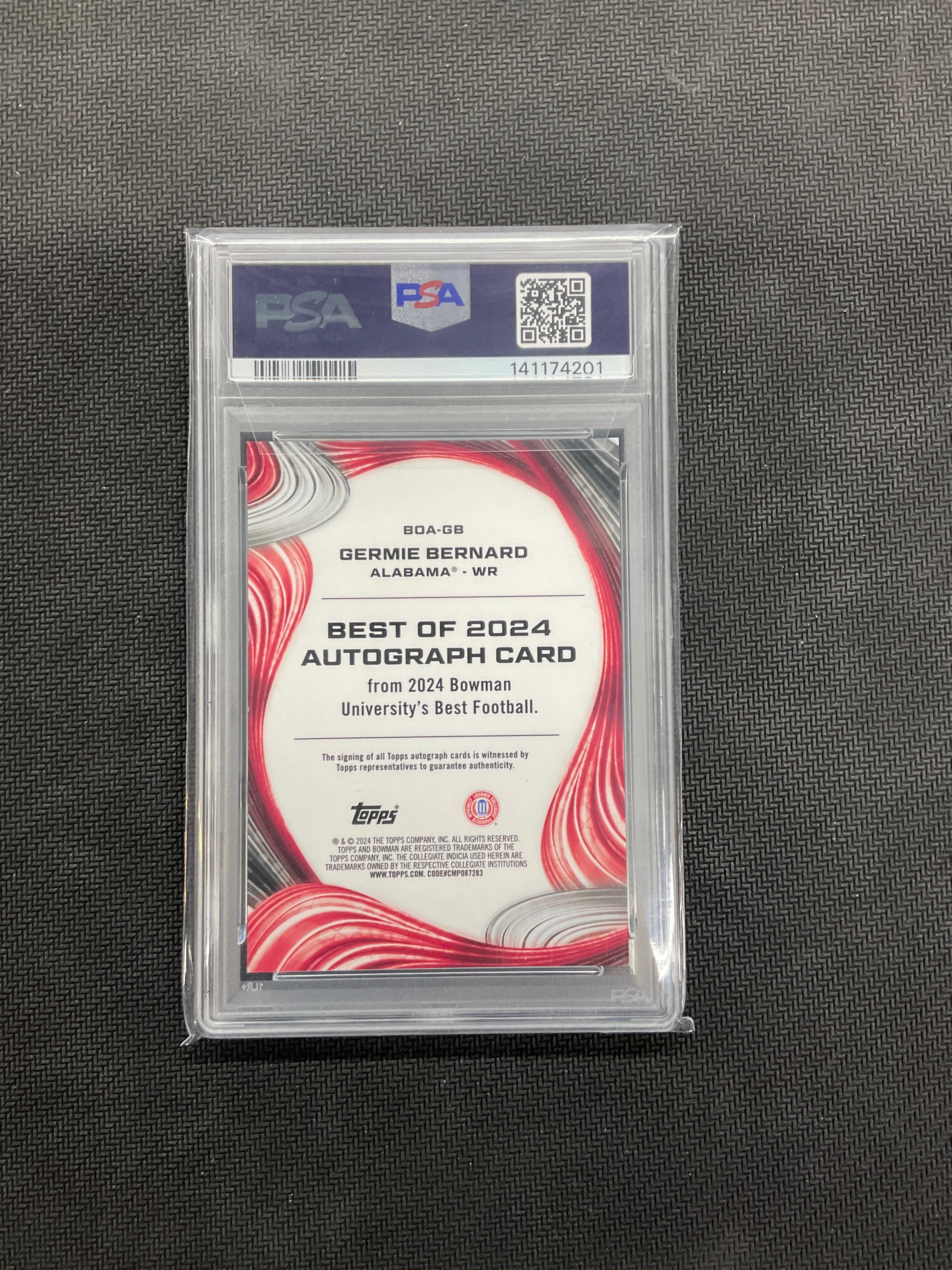 2024 Bowman Best Germie Bernard Refractor Auto PSA 10 Alabama