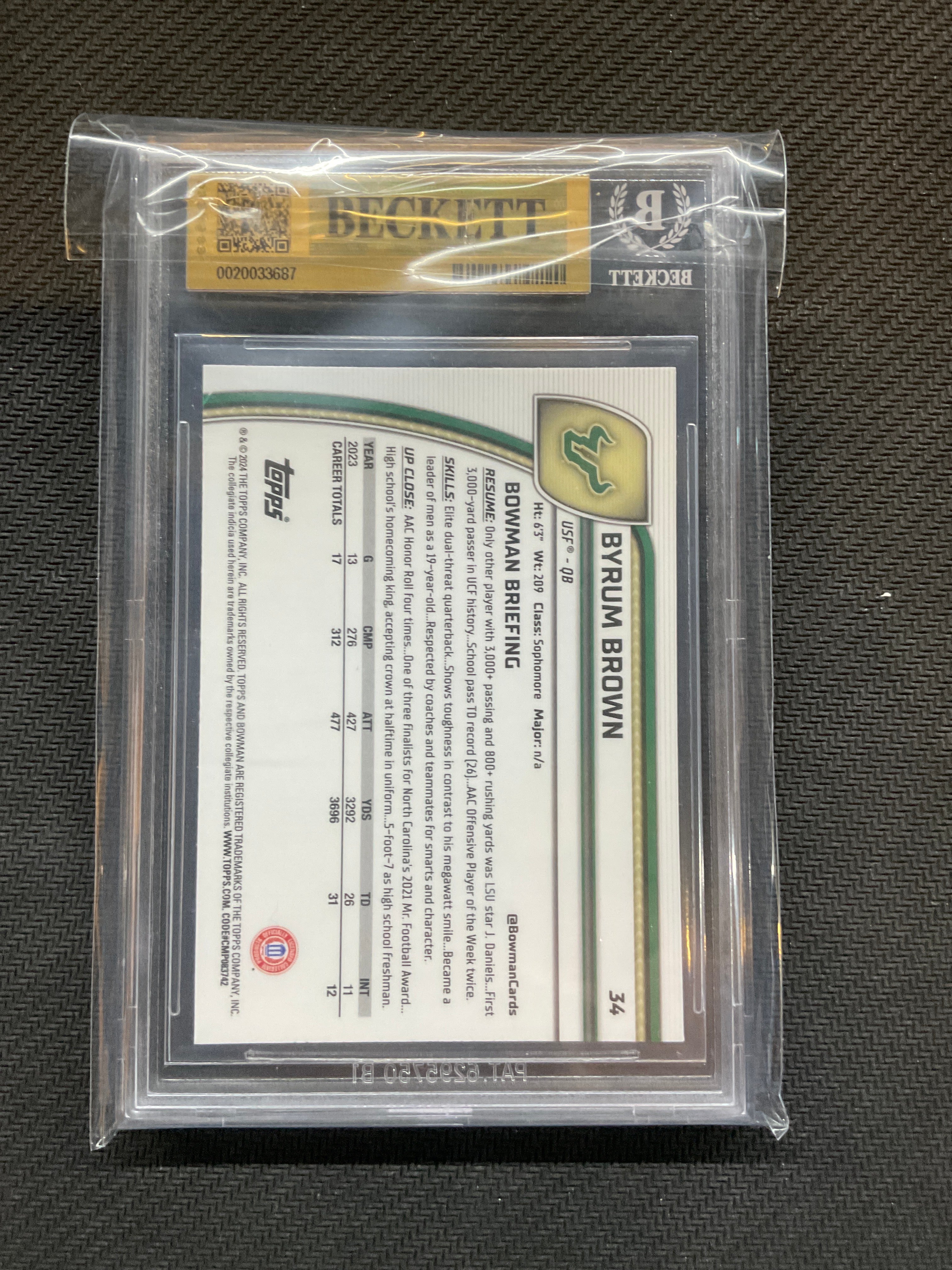 2024 Bowman U Byrum Brown Xfractor Rookie BGS 9.5 Auburn