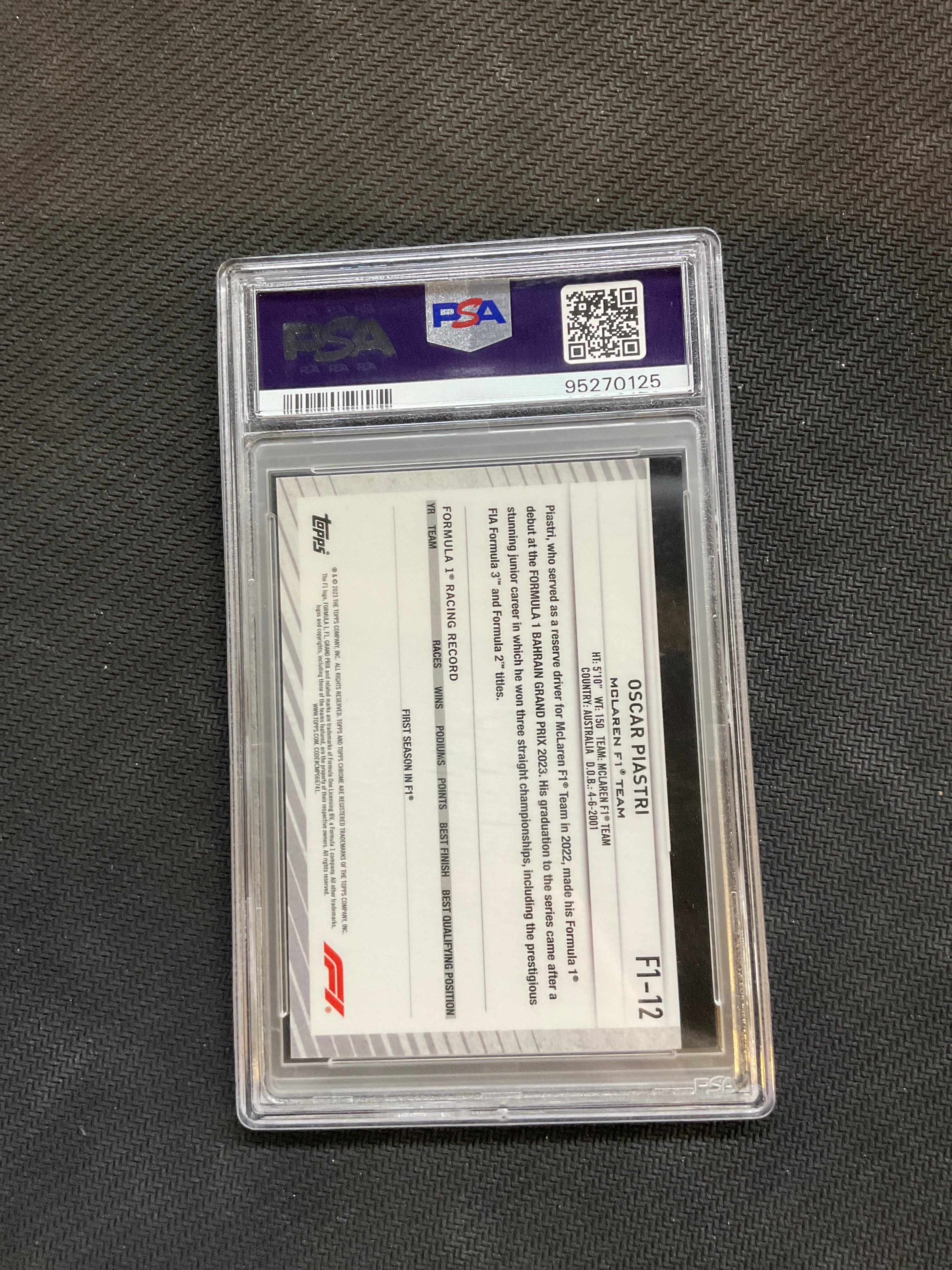 2023 Topps Chrome F1 NSCC Oscar Piastri Gold /50 PSA 10 McLaren