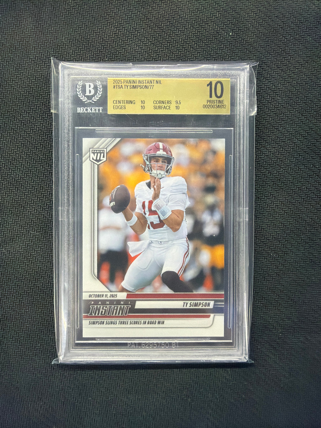 2025 Panini Instant NIL TY Simpson BGS 10 612