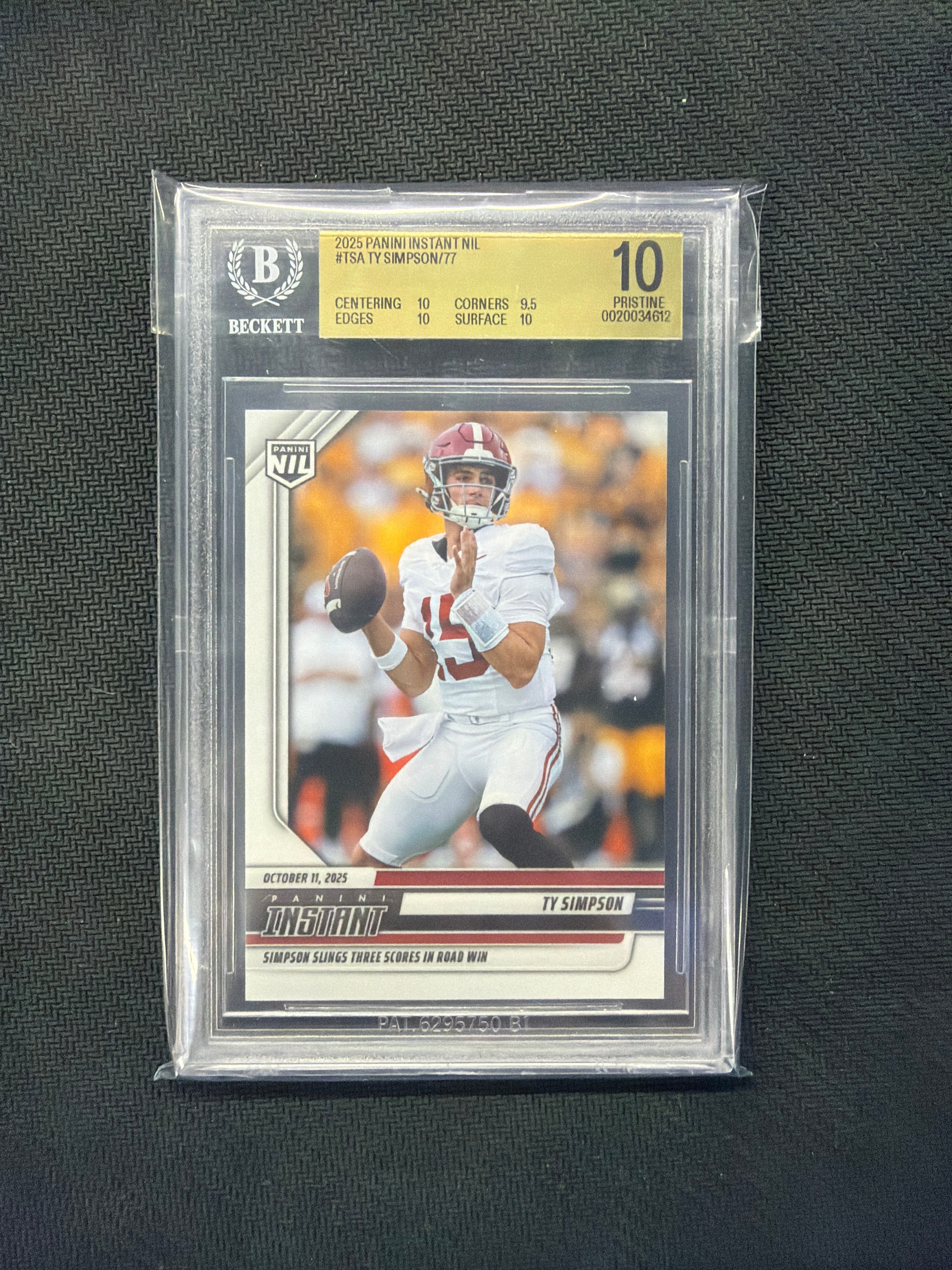 2025 Panini Instant NIL TY Simpson BGS 10 612