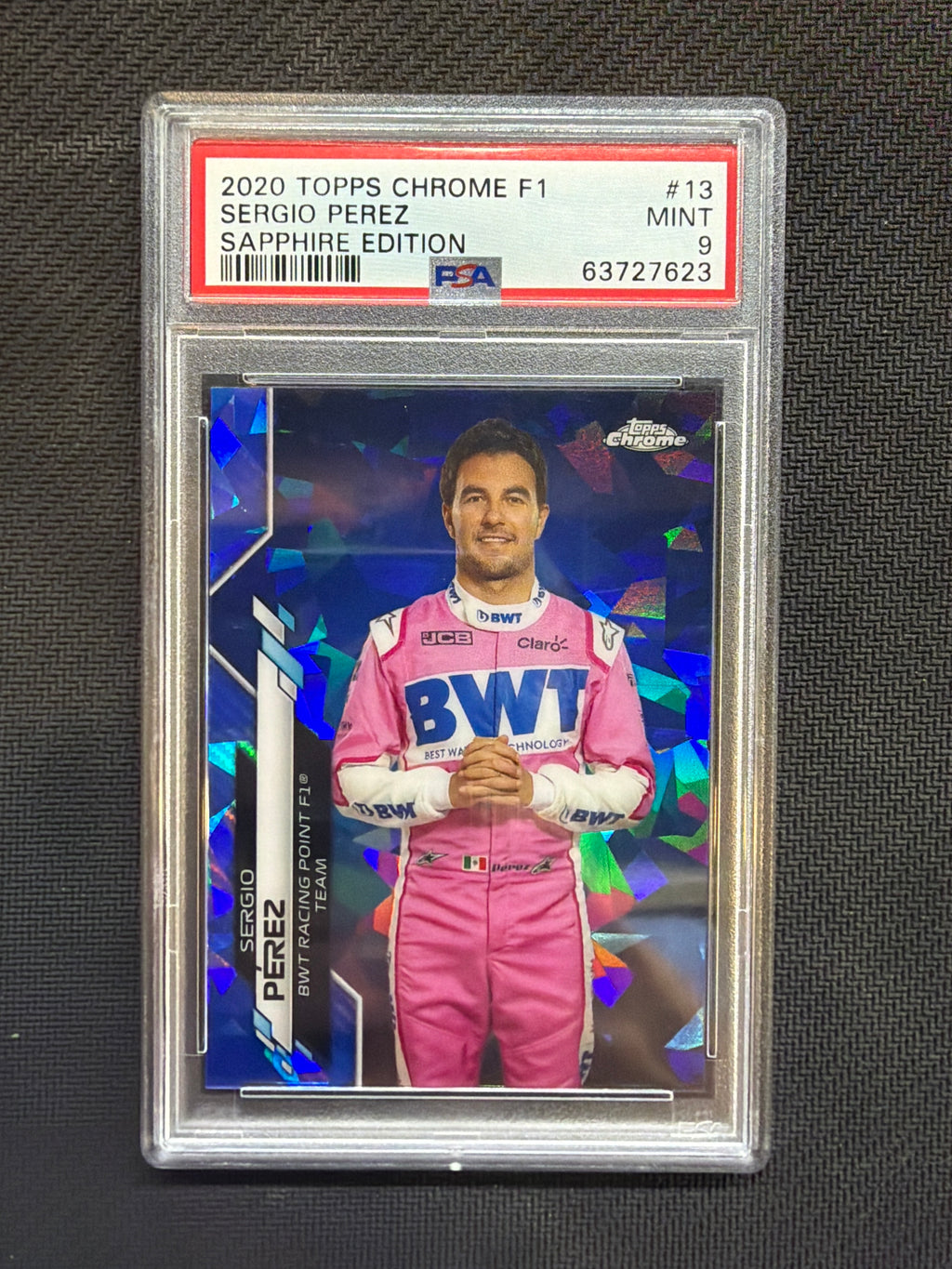 2020 Topps Chrome F1 Sapphire Sergio Perez #13 PSA 9 623