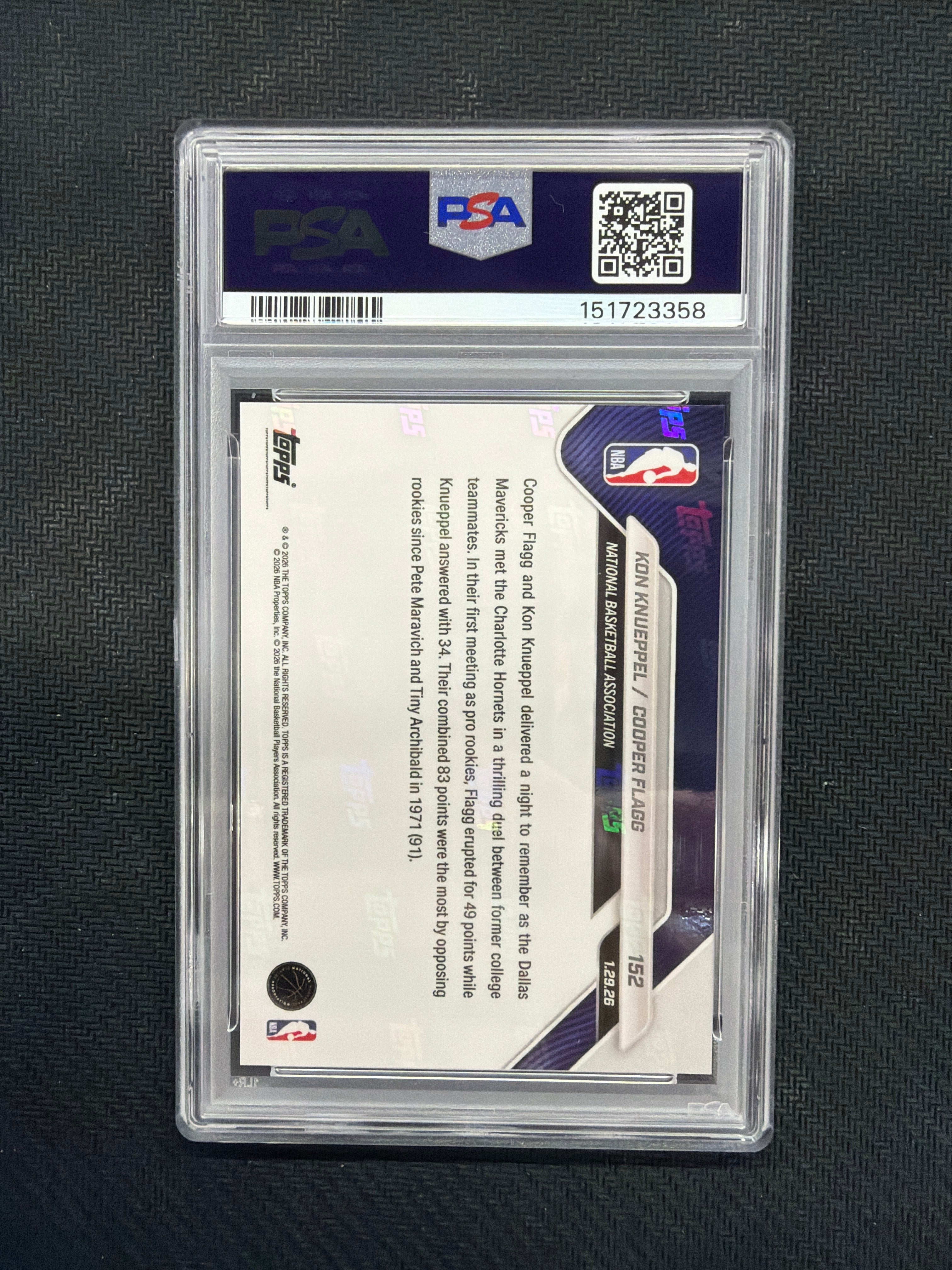 2025 Topps Now Knueppel/Flagg Rookie PSA 10 Hornets Mavericks 3358