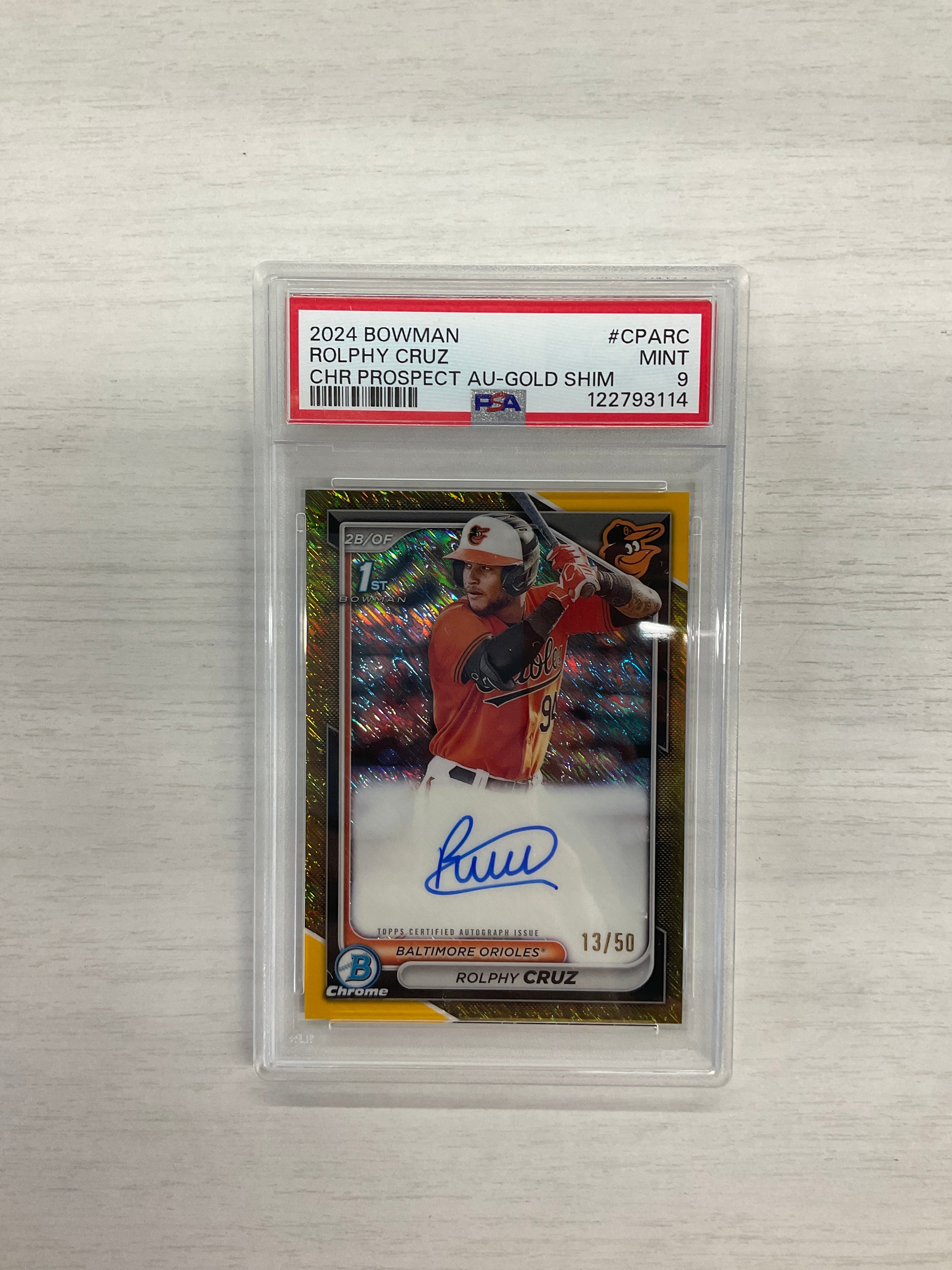 2024 Bowman Rolphy Cruz Gold Shimmer Auto /50 PSA 9
