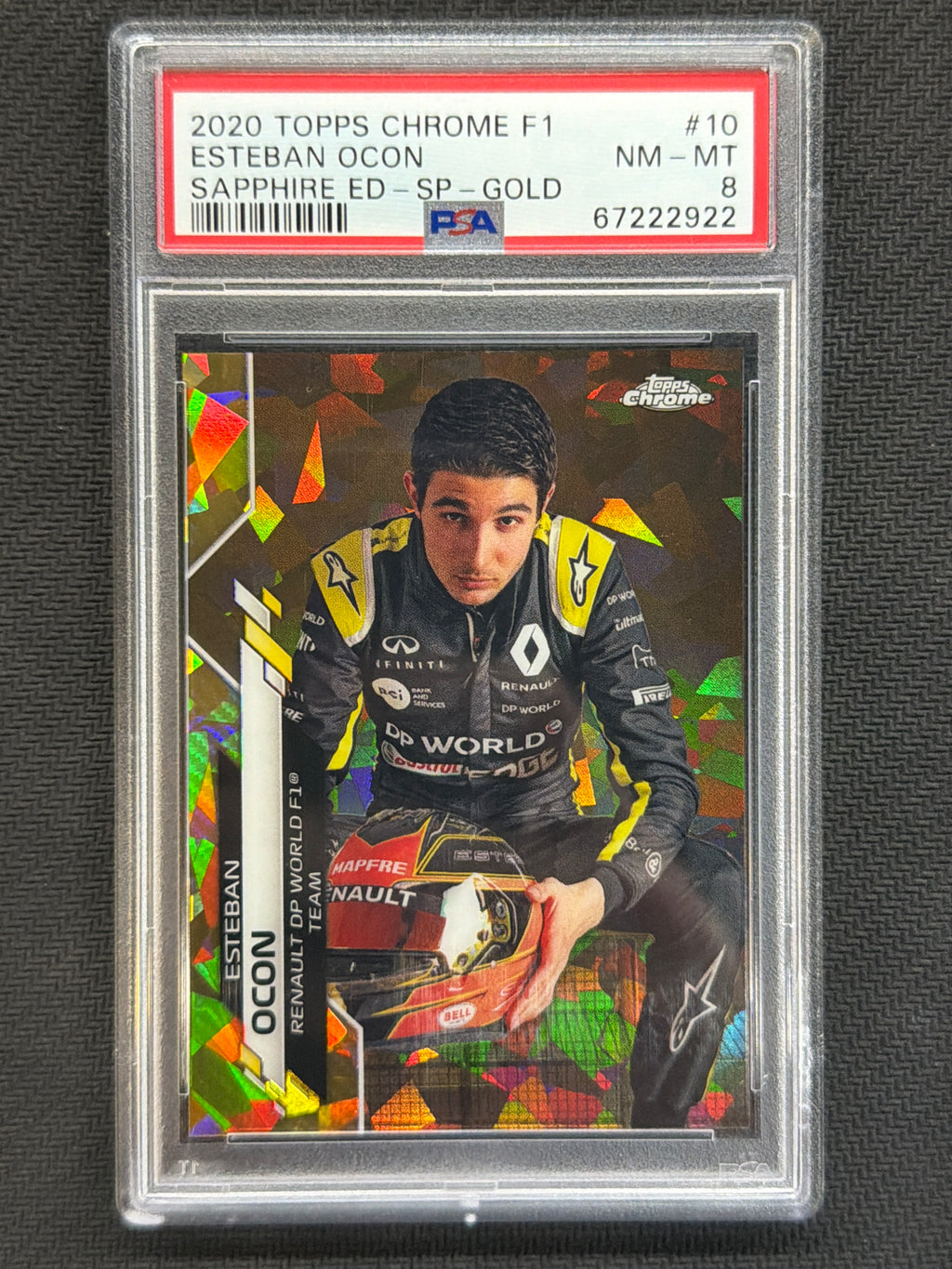 2020 Topps Chrome F1 Sapphire  Esteban Ocon Gold /50 Image Variation PSA 8 922